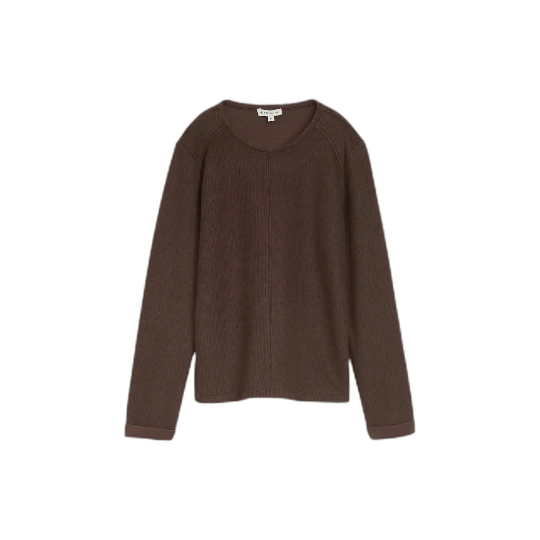 Tom Tailor - Gezellig sweatshirt met gemêleerde look - Maat XXL - java dark brown melange