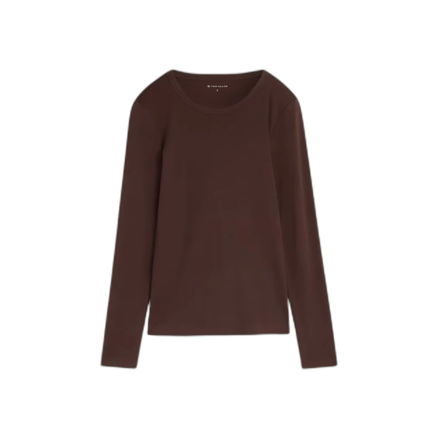 Tom Tailor - Basic katoenen shirt met lange mouwen - Maat XXL - java dark brown