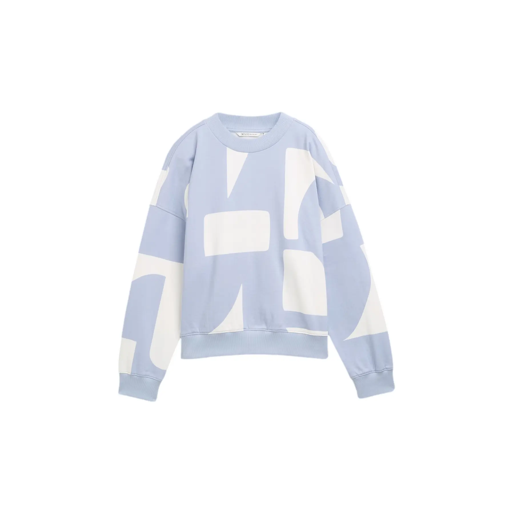 Tom Tailor Denim - Sweatshirt met patroon in losse pasvorm - Maat XXL - foggy blue big scale print