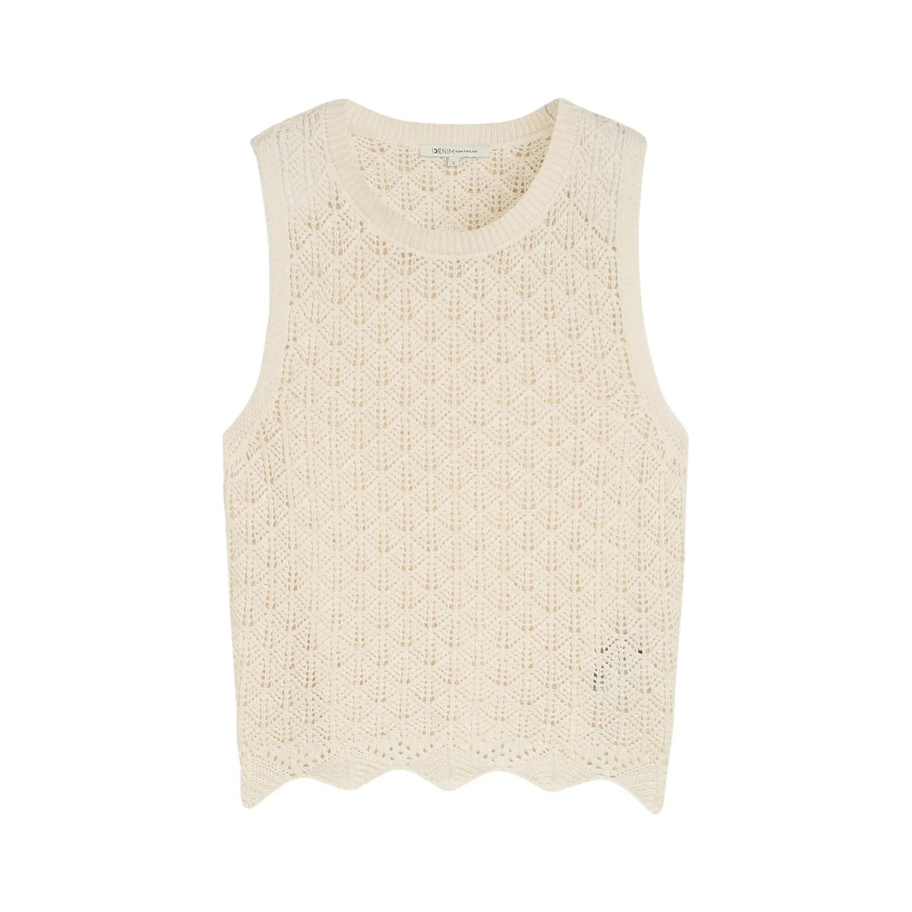 Tom Tailor Denim - Gebreide top met gaasmotief - Maat XXL - Dove White