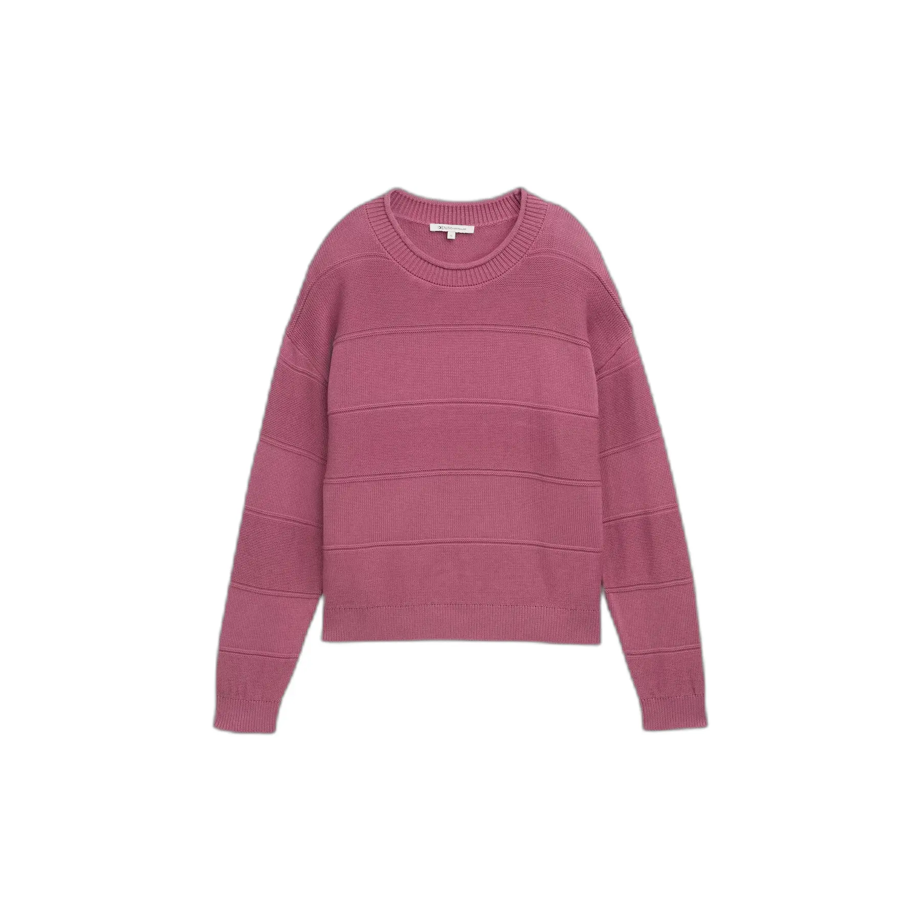 Tom Tailor Denim - Gebreide trui van katoen met relaxte pasvorm - Maat XL - dusty berry