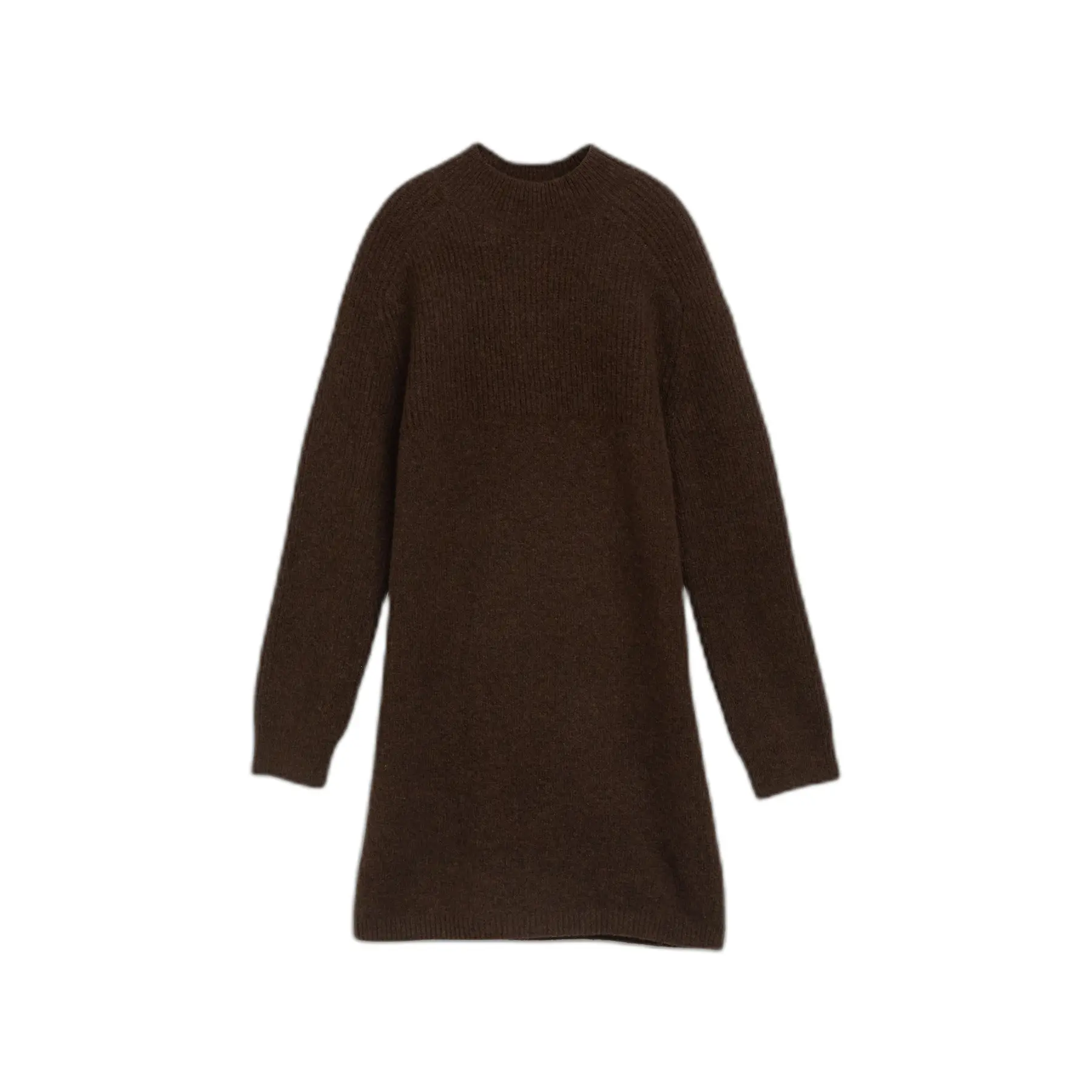 Tom Tailor Denim - Mini-gebreide jurk met gemêleerde look - Maat XXL - cool dark brown melange