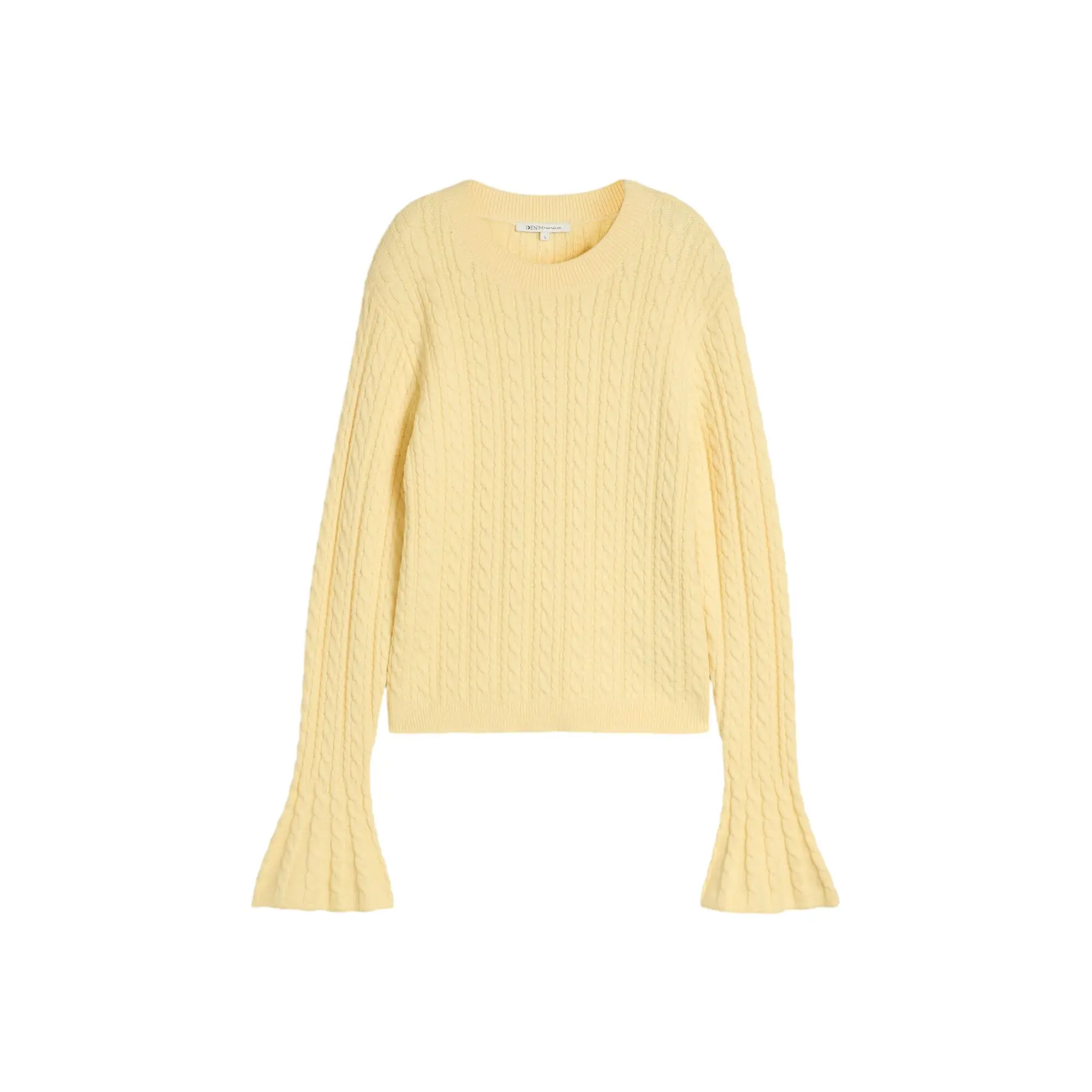 Tom Tailor Denim - Gebreide trui met kabelpatroon - Maat M - soft vanilla yellow