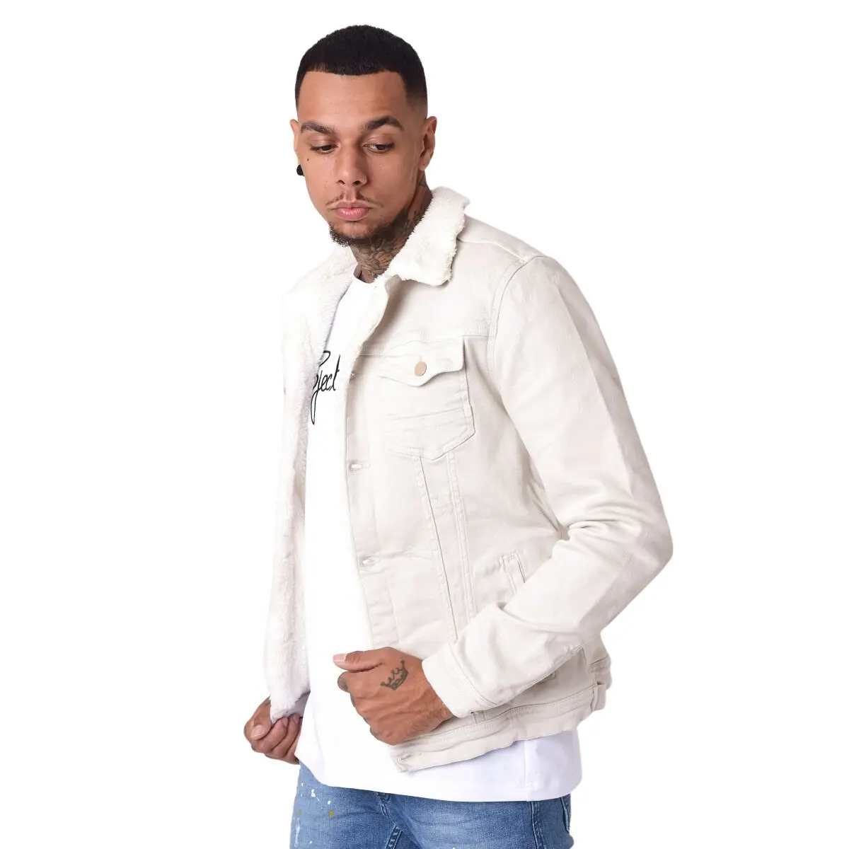 3665957045879 - Jeansjacke mit Futter in Wolloptik Project X Paris