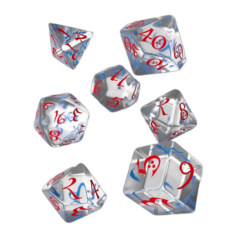 5907699491490 - Q-Workshop QWSSCLE16 - Classic RPG Translucent & blue-red Dice Set (7)