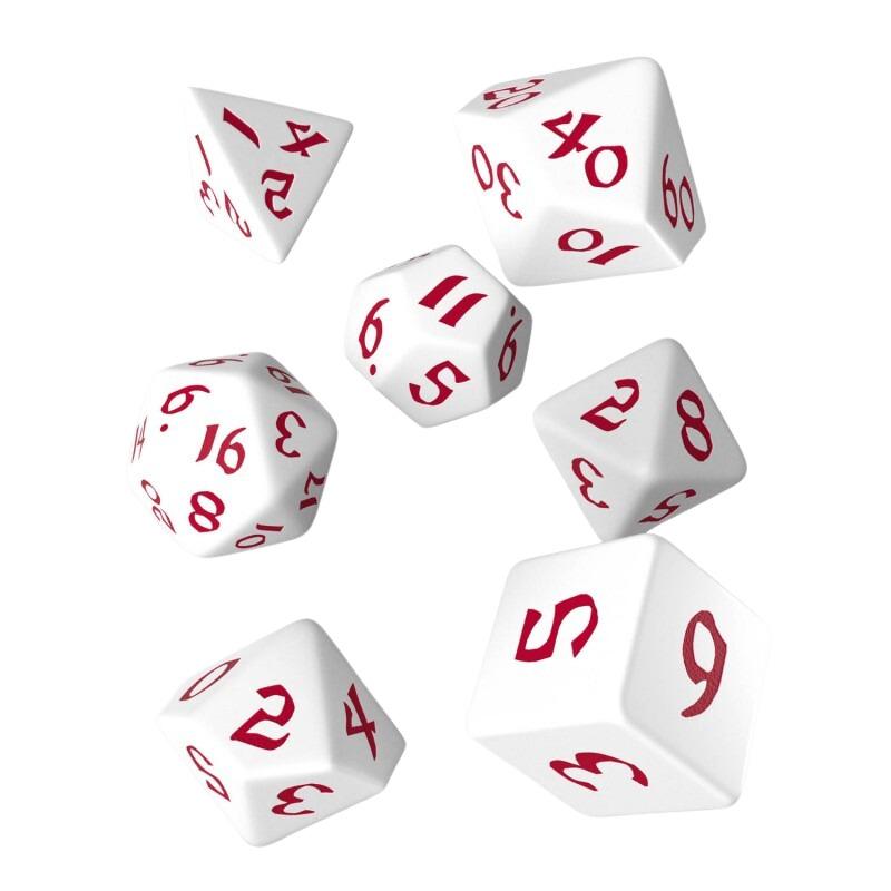 5907699494286 - Q-Workshop QWSSCLR26 - Classic Runic White & red Dice Set (7)