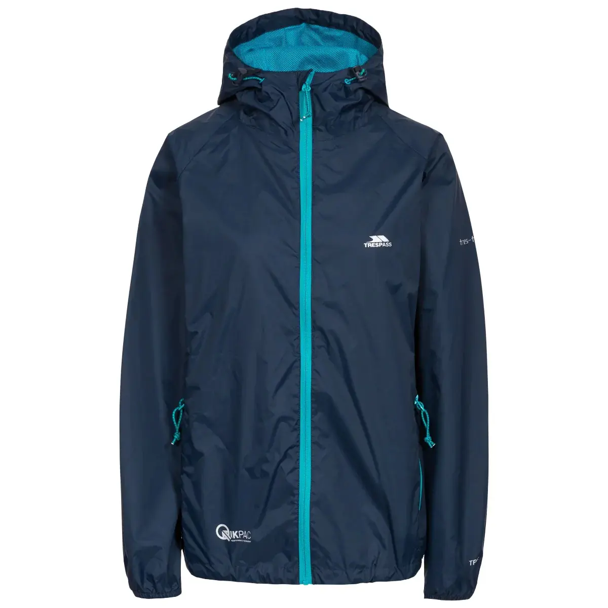 Damen Regenjacke mit Kapuze und Reißverschluss Trespass Qikpac