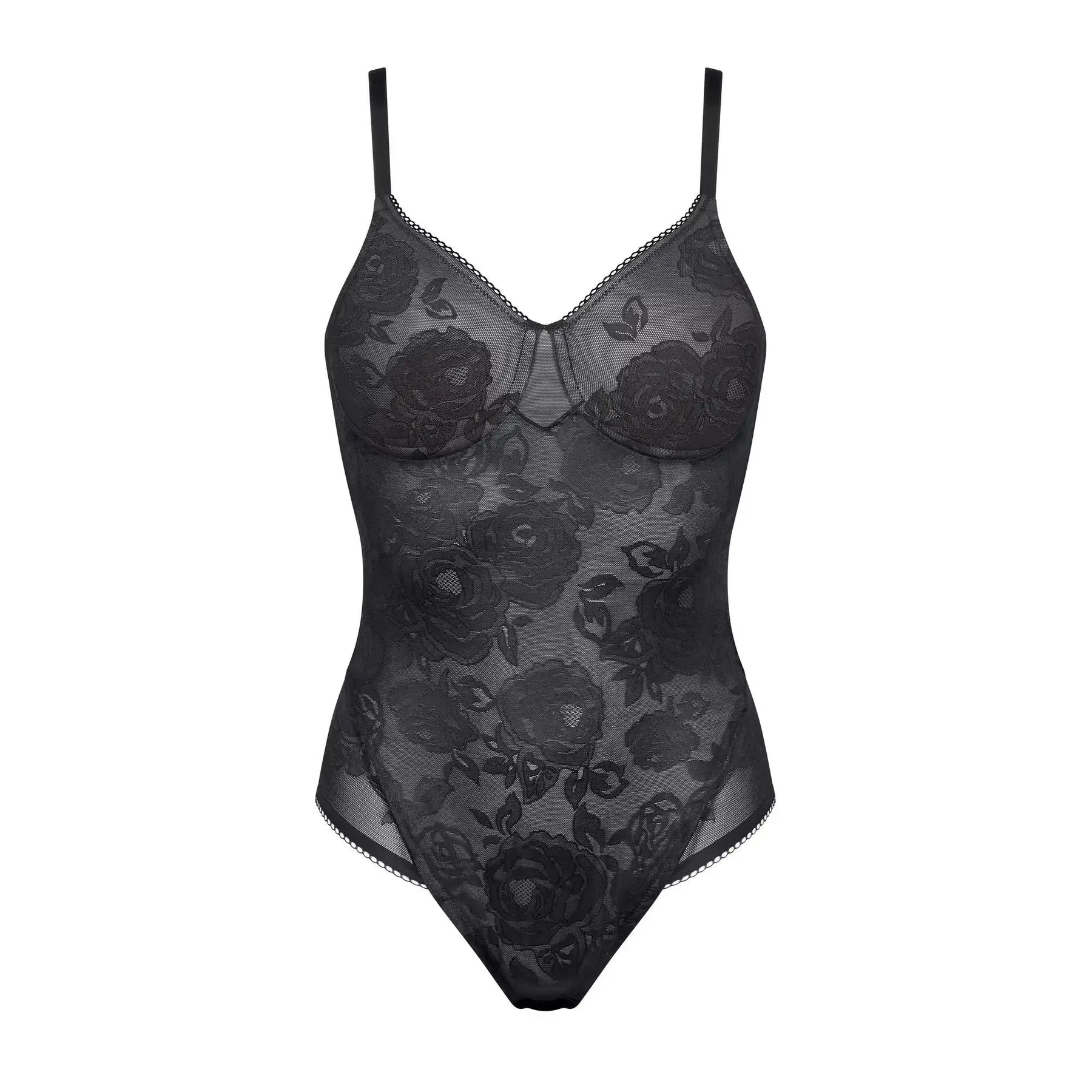 7613136525366 - - Body mit Bügeln - Black 75B - Wild Rose Sensation - Unterwäsche für Frauen