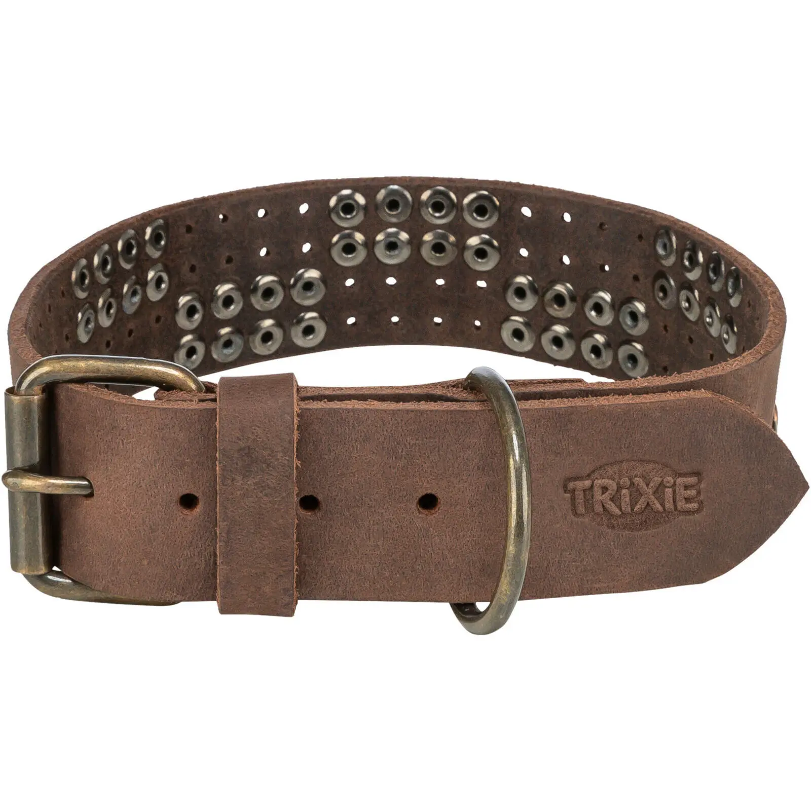 Trixie Marron Rustic Leather Dog Collar With Studs
