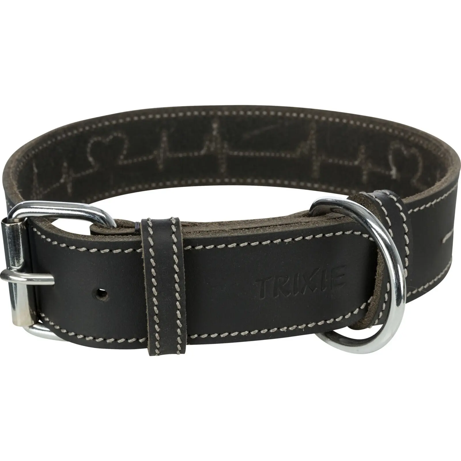 Trixie Noir Waxed And Distressed Leather Dog Collar Rustic Heartbeat