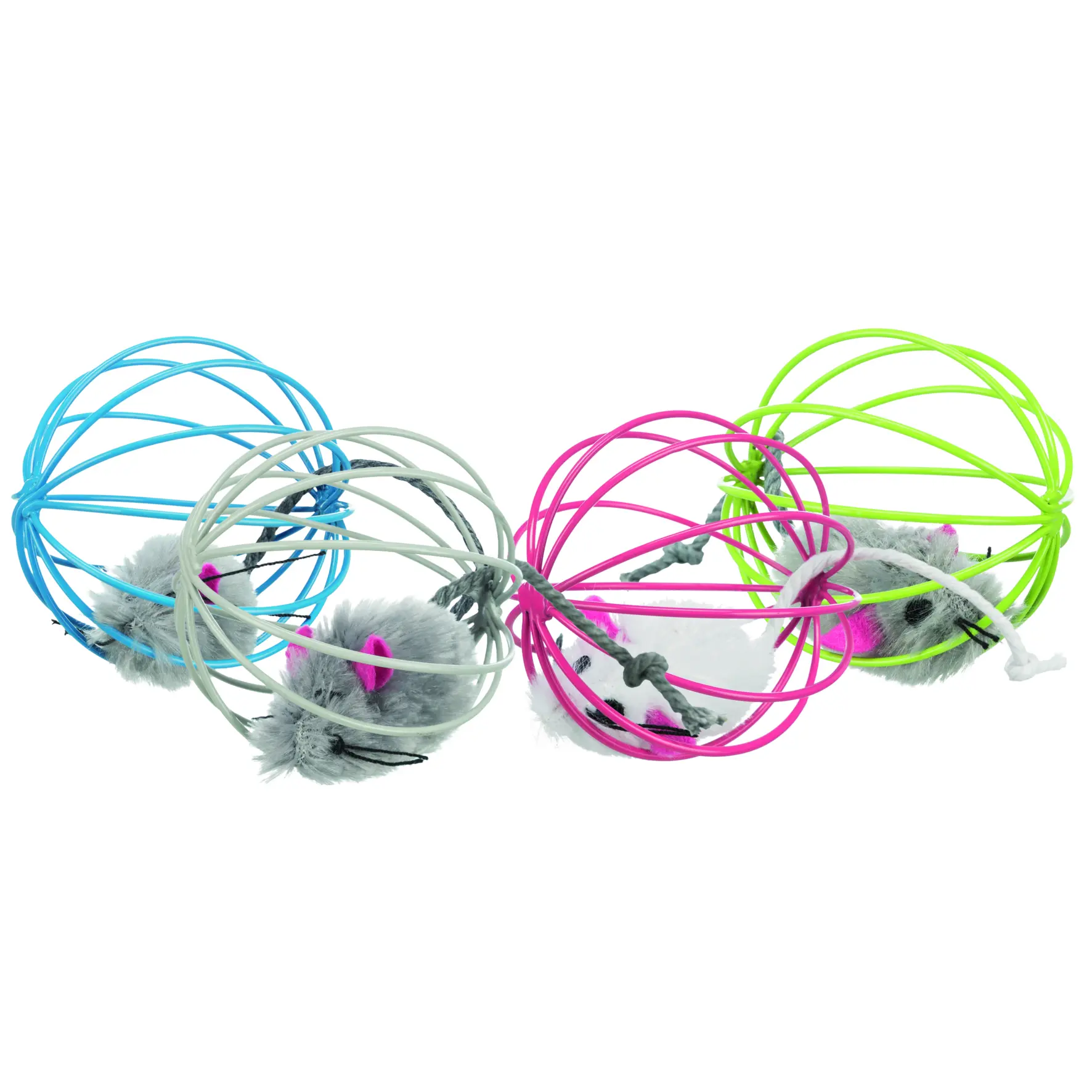 Trixie Multicolore Cat Toy Mouse In Grid Ball, Plush