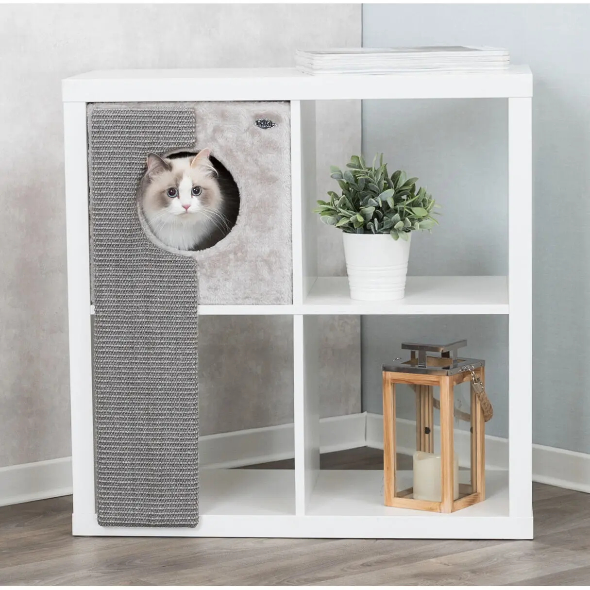 Trixie Gris Cozy Cat Shelter For Shelves With Scratching Post