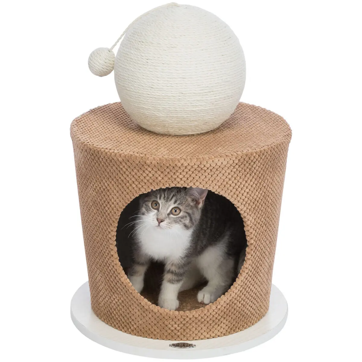 Trixie Marron Cozy Cat Shelter With Scratch Ball