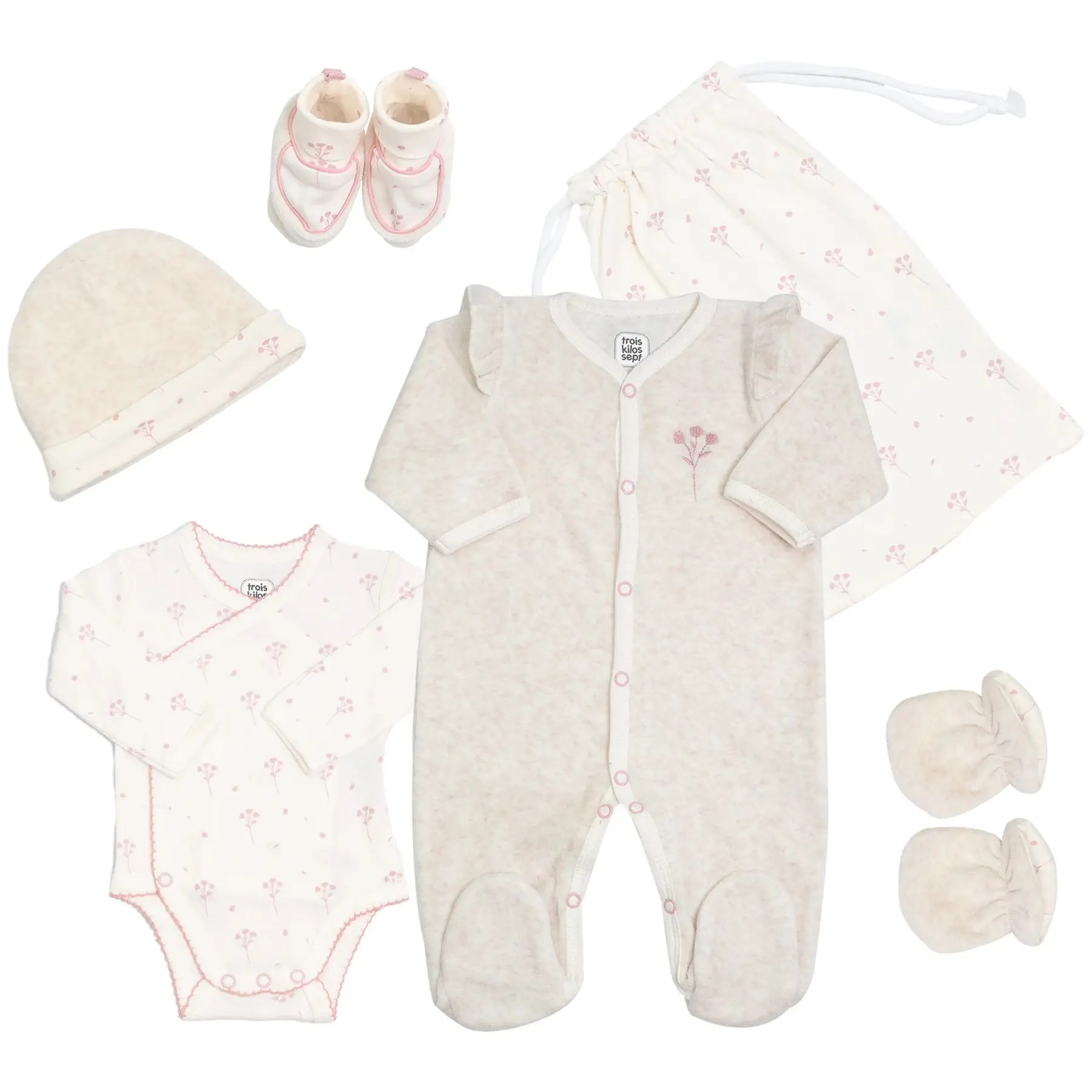 Ensemble naissance 6 pièces bébé Trois Kilos Sept