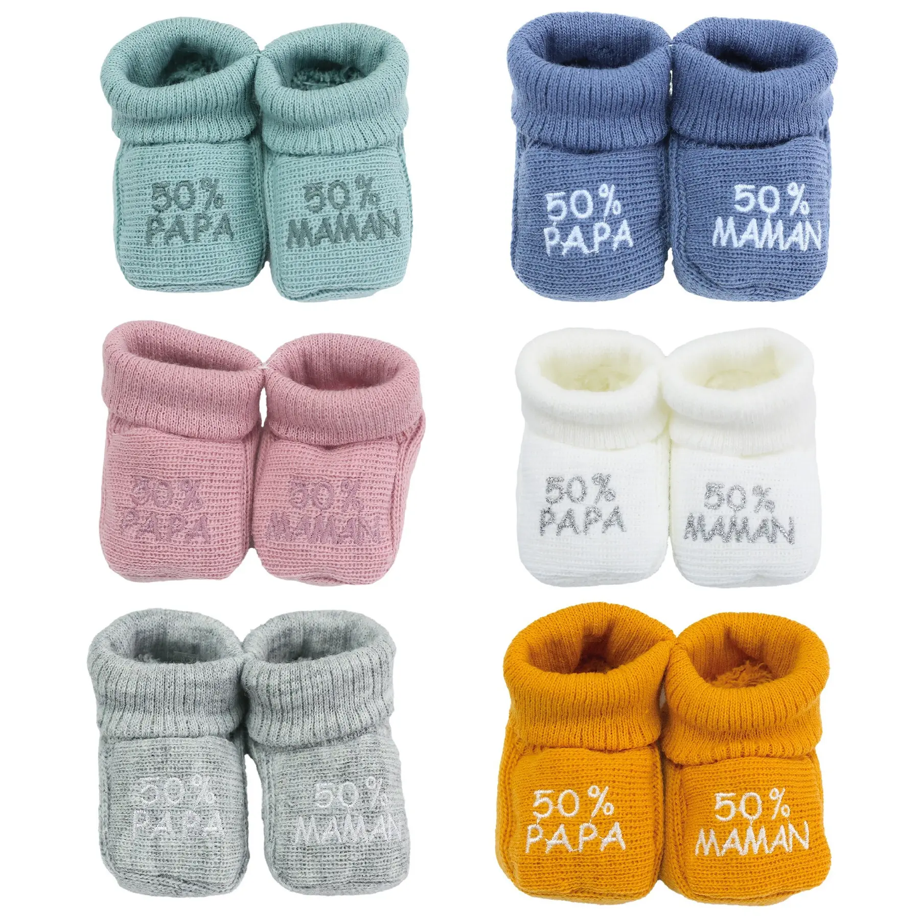 Chaussons bébé Trois Kilos Sept 50% Papa 50% Maman (x6)