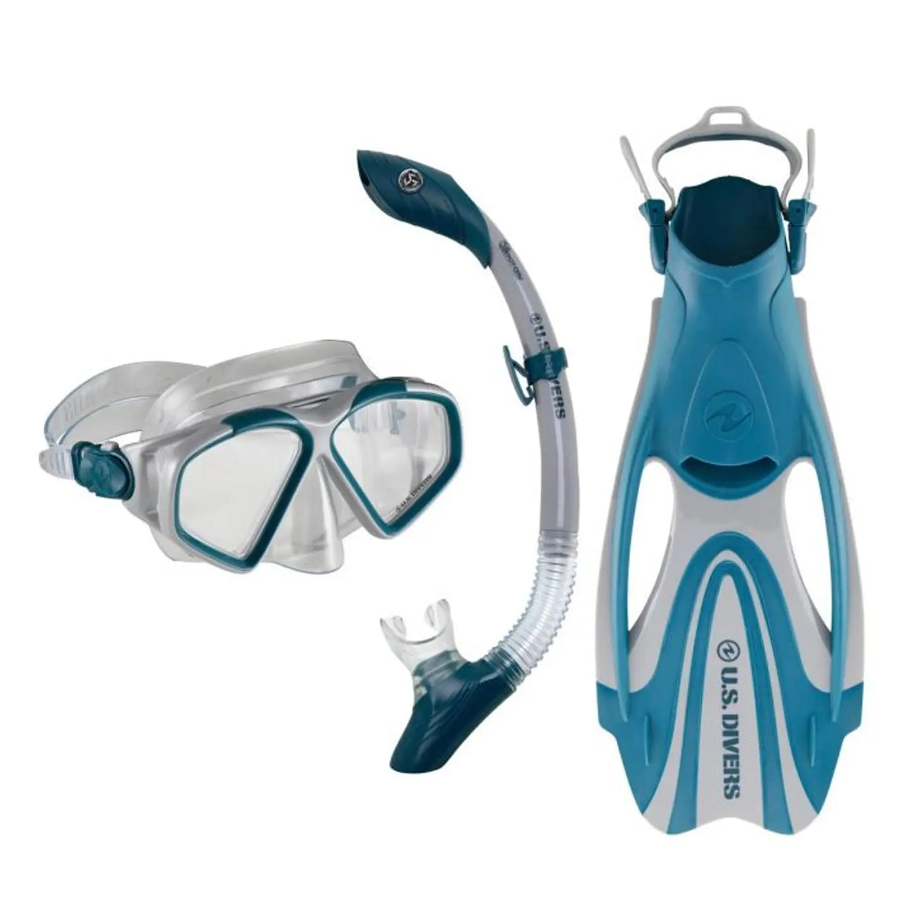 Schwimmmaske, Schnorchel und Proflex FX U.S. DIVERS