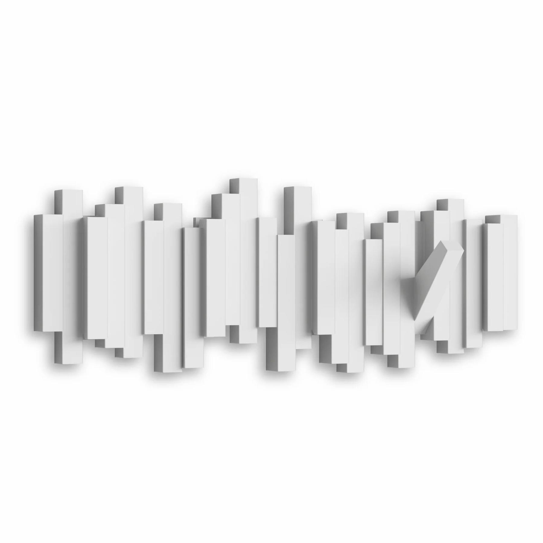 0028295280273 - UMBRA STICKS Multi HOOK WHITE 318211-660 platzsparende Garderobenleiste mit 5 beweglichen Haken