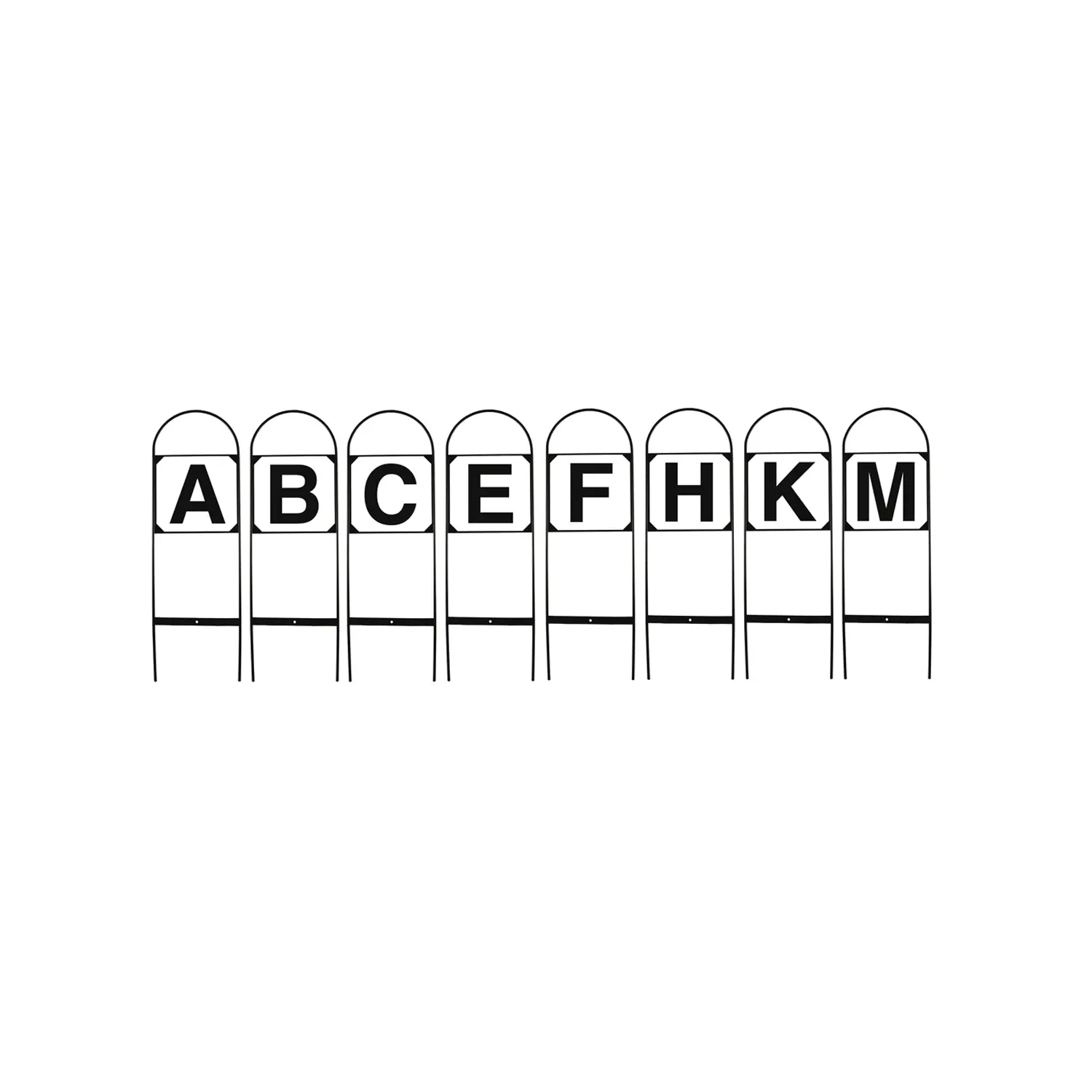 Accessoire d'écurie marqueurs de dressage en fer Umbria Equitazione ABCEFHKM (x8)