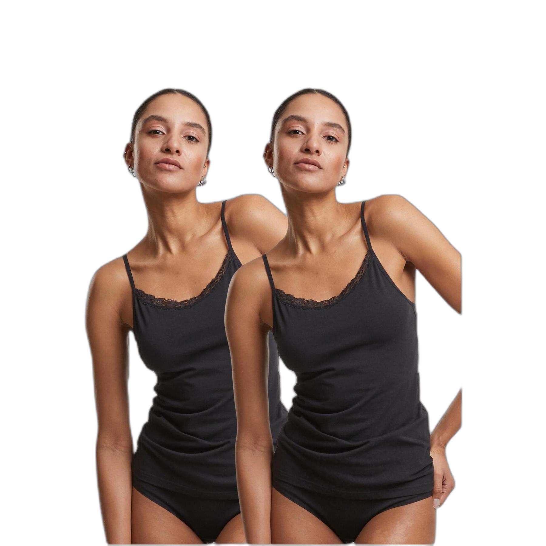 4065812775085 - Damen Baumwoll- und Spitzen-Top Basic (x2)