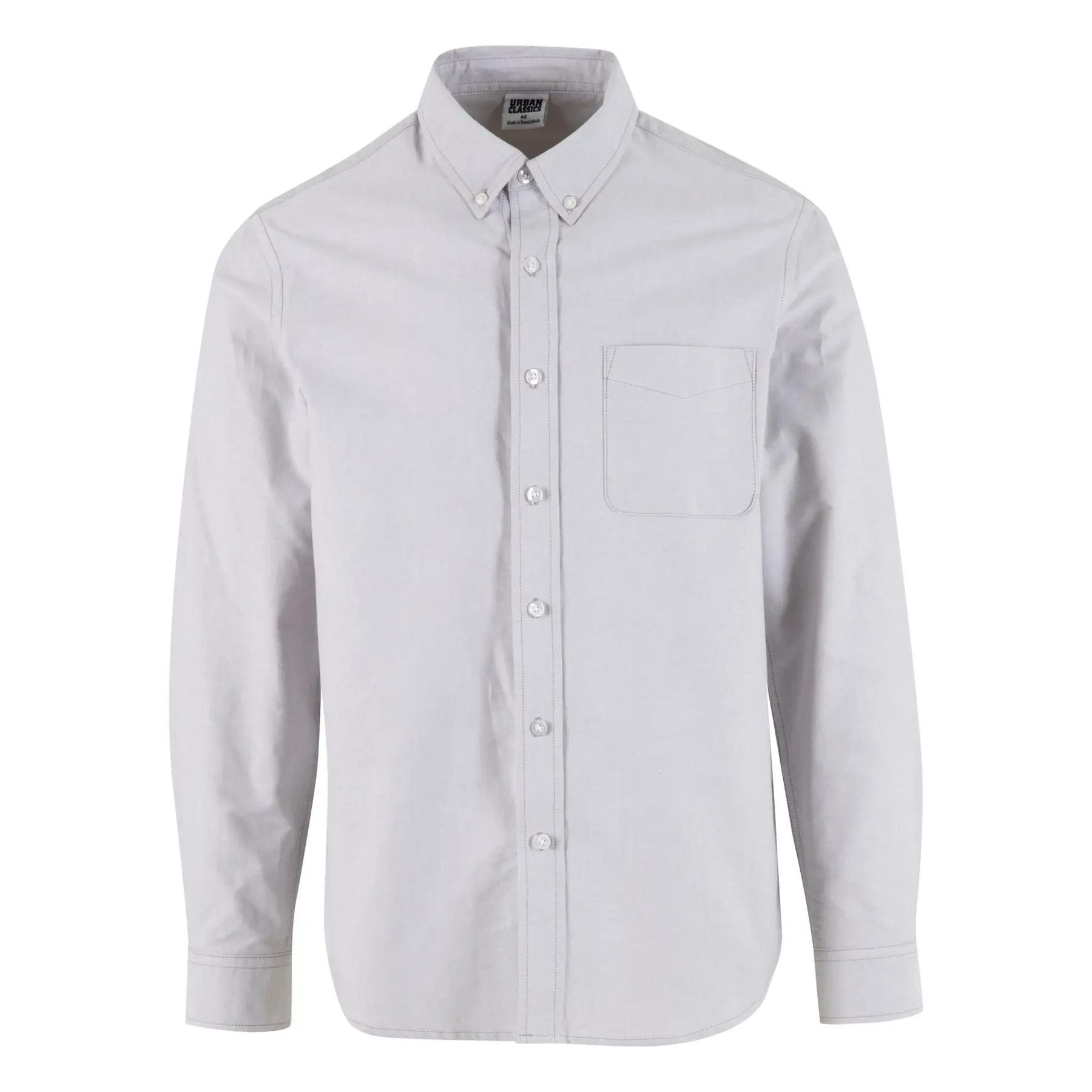 Urban Classics Men's Gris Long Sleeve Shirt Oxford