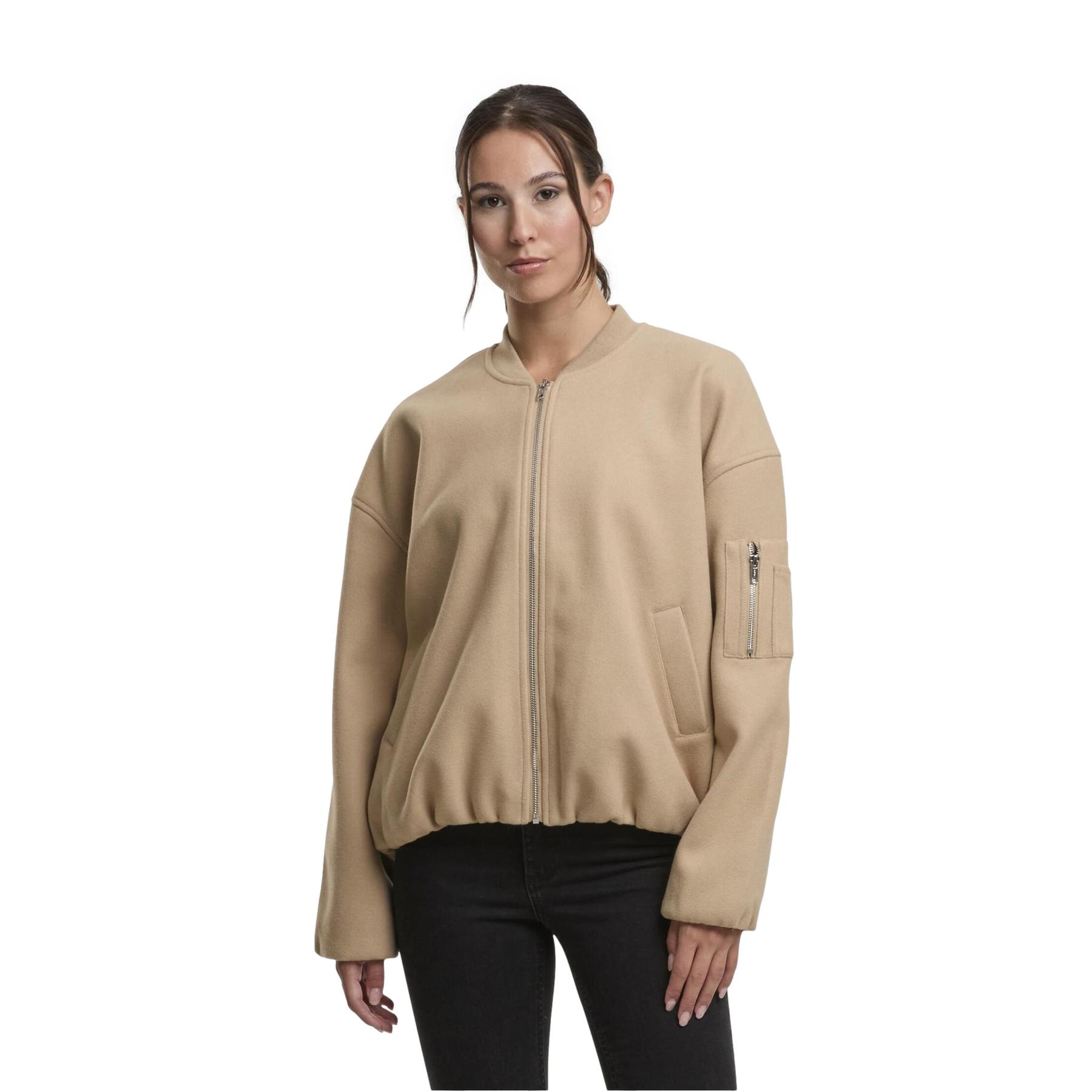 Giacca bomber in tessuto simile alla lana donna