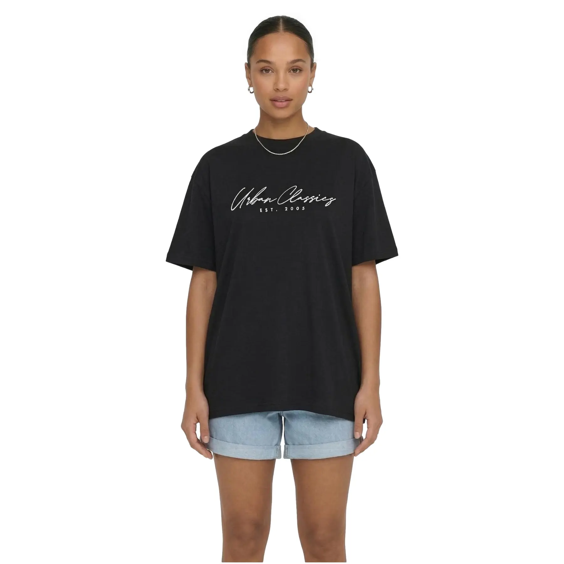 Damen T-Shirt Urban Classics Script Logo