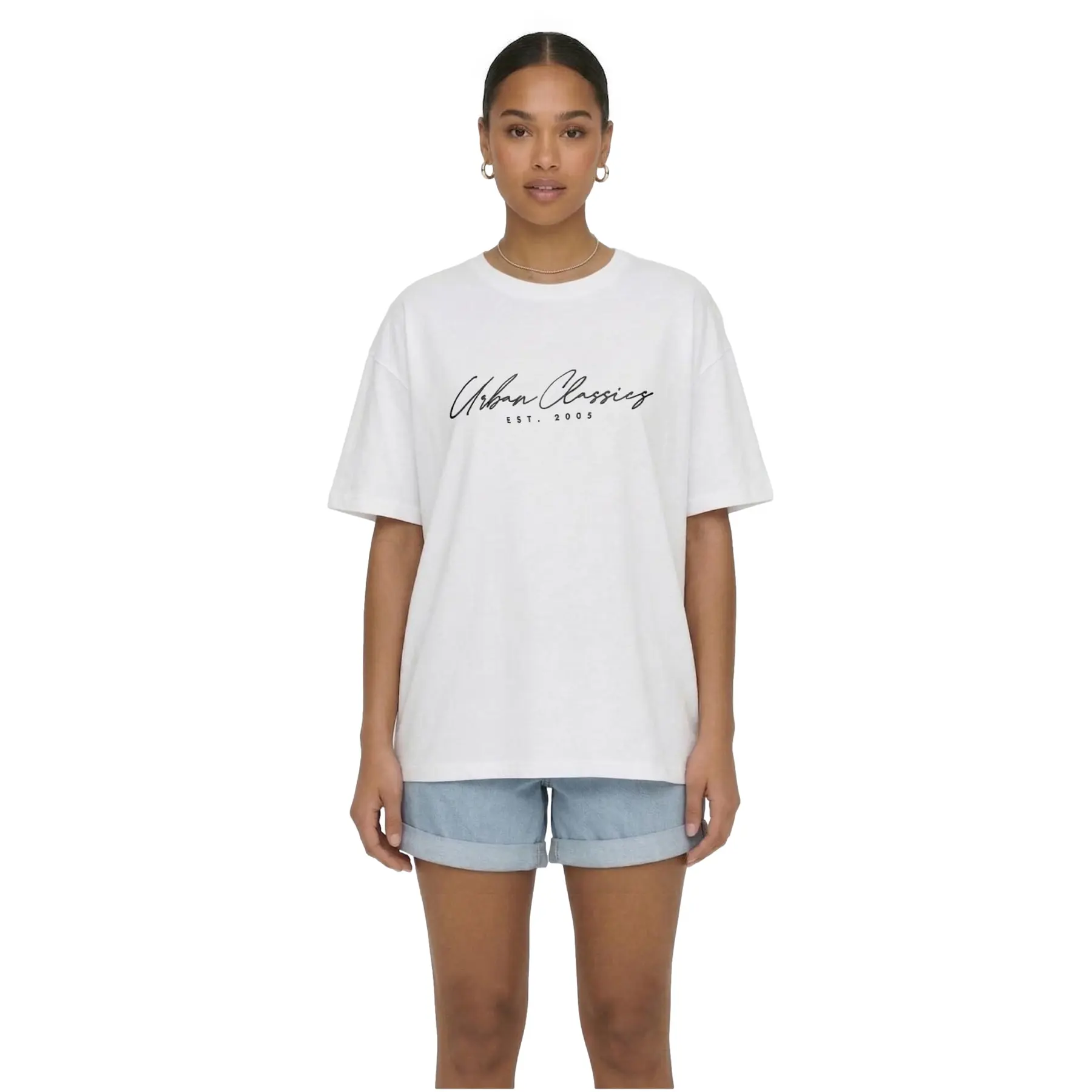 Damen T-Shirt Urban Classics Script Logo