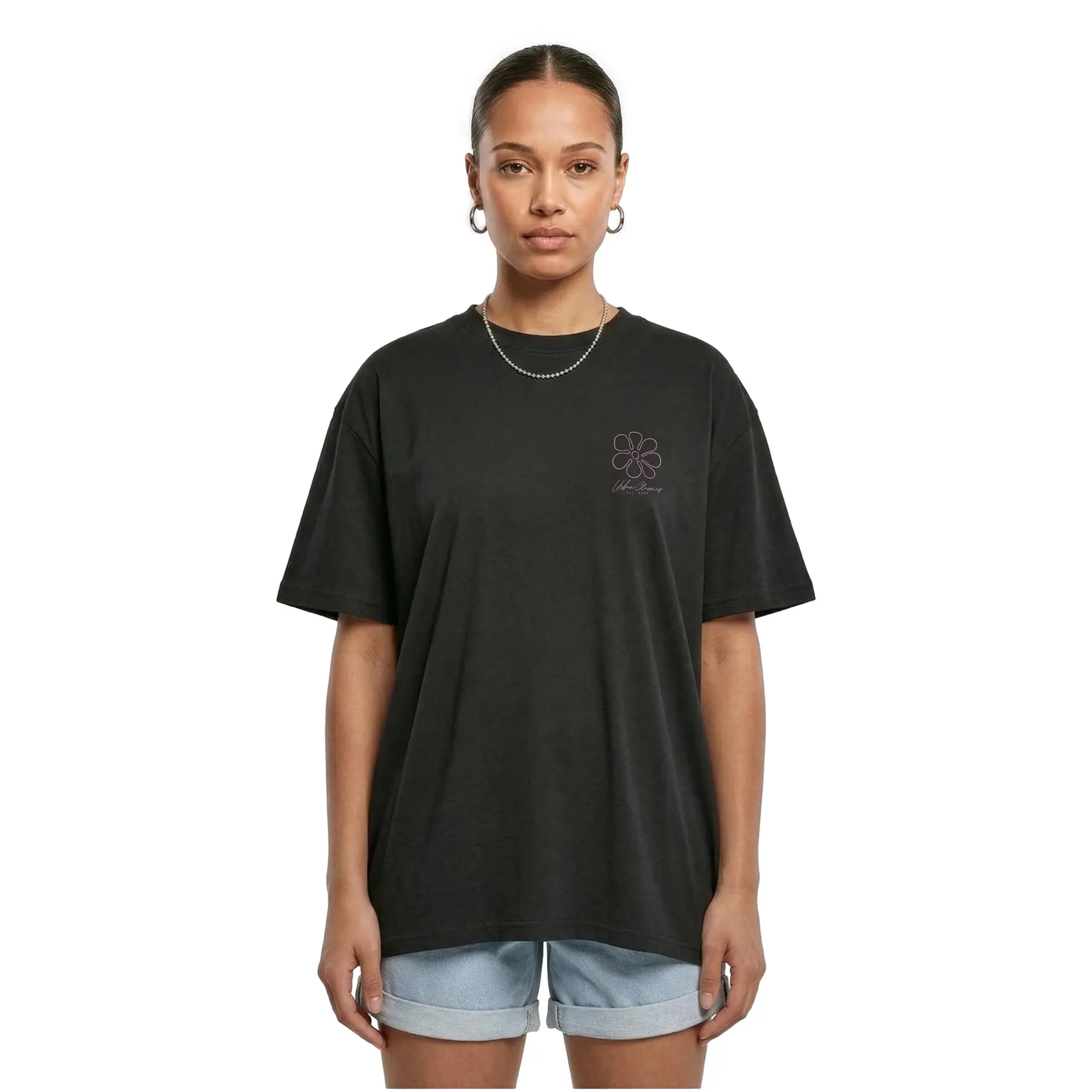 Damen T-Shirt Urban Classics Flower Logo