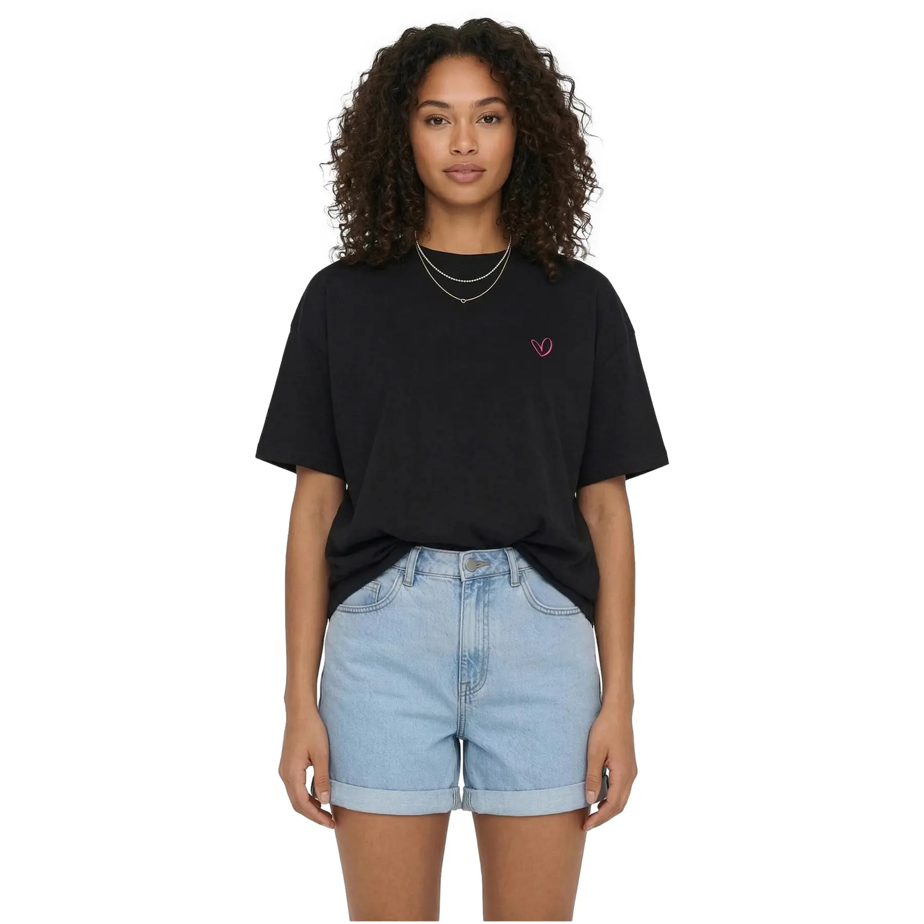 Damen T-Shirt Urban Classics Rainbow Heart Logo
