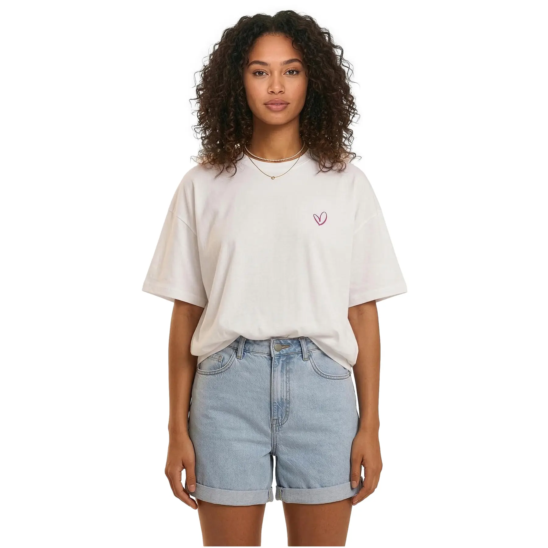 Damen T-Shirt Urban Classics Rainbow Heart Logo