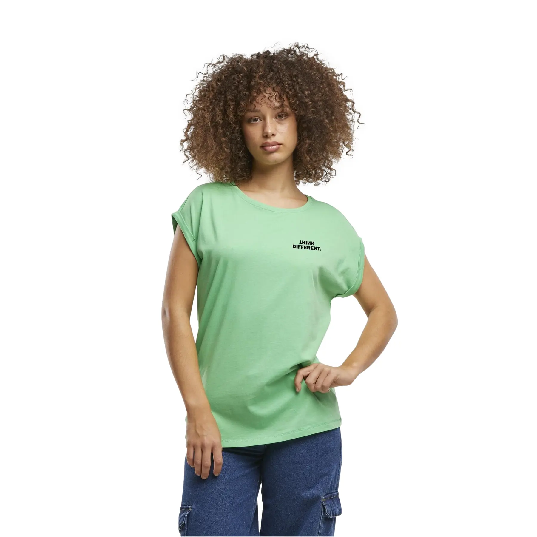 Damen T-Shirt Urban Classics Think Shoulder