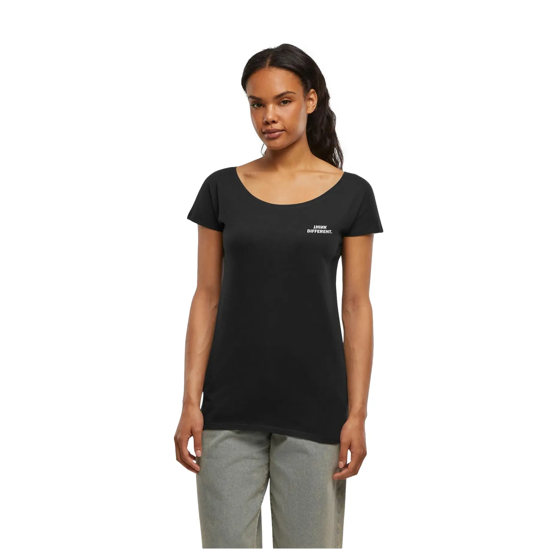 Damen T-Shirt mit weitem Ausschnitt Urban Classics Think