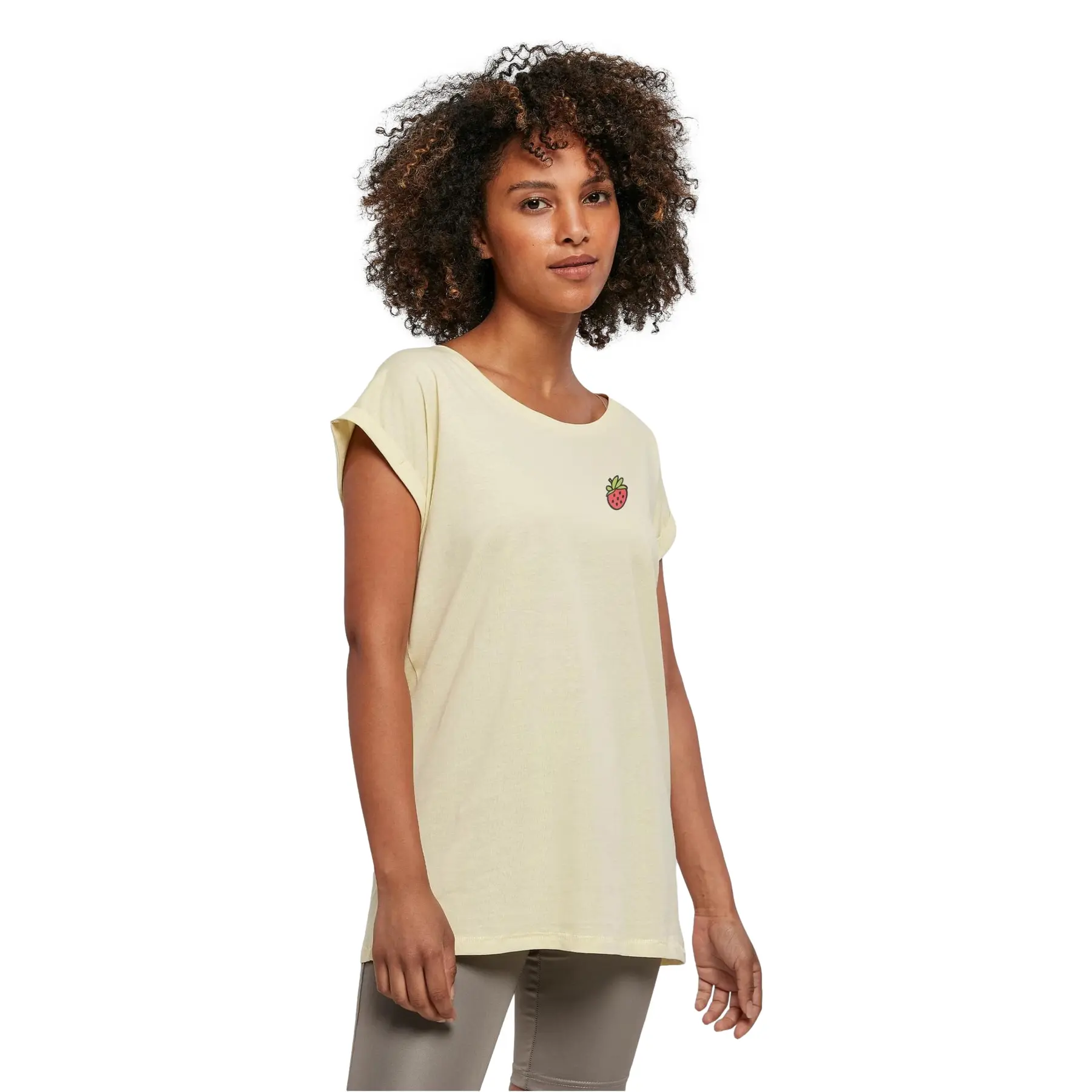 Damen T-Shirt Urban Classics Strawberry Shoulder