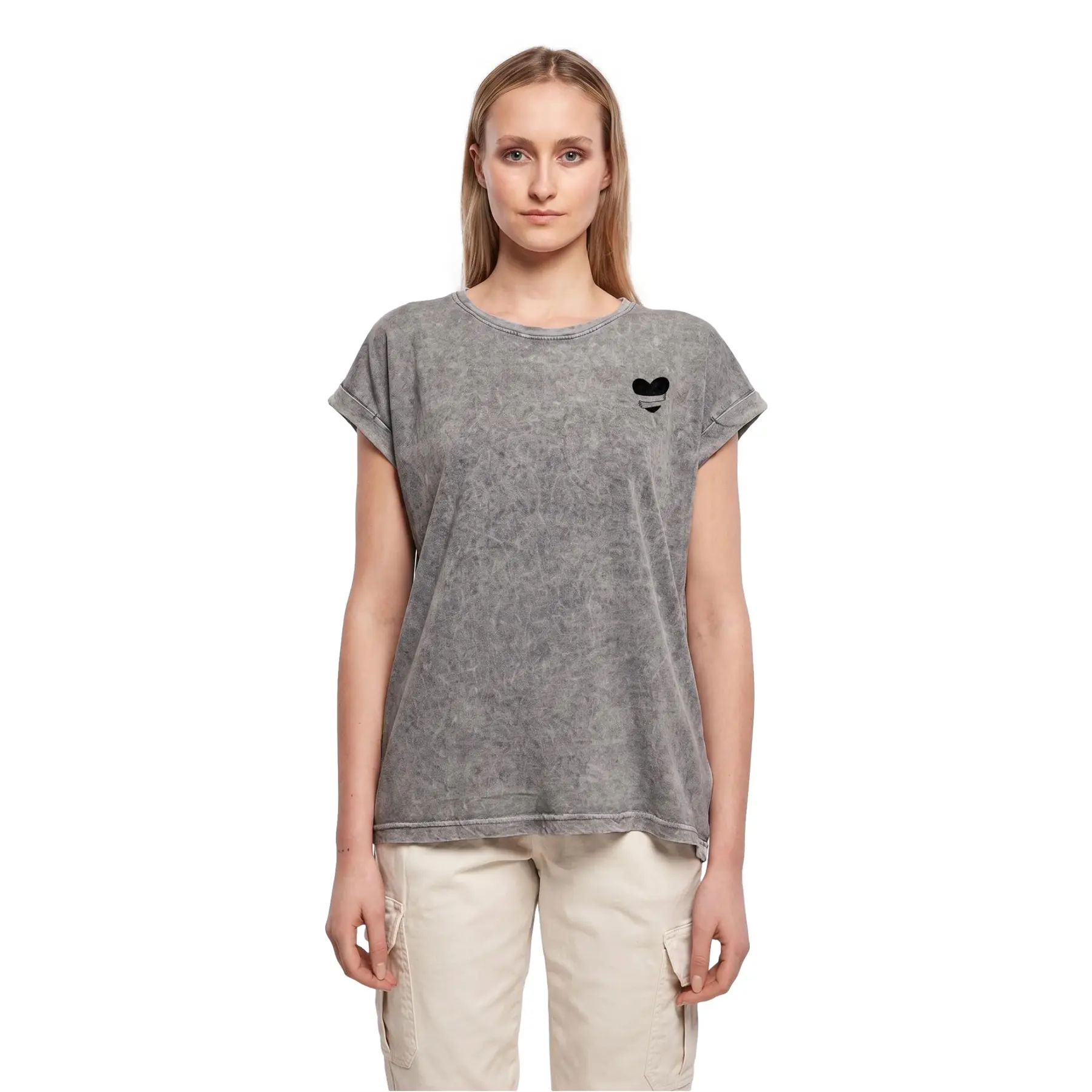 Damen T-Shirt Urban Classics Hug Heart Acid