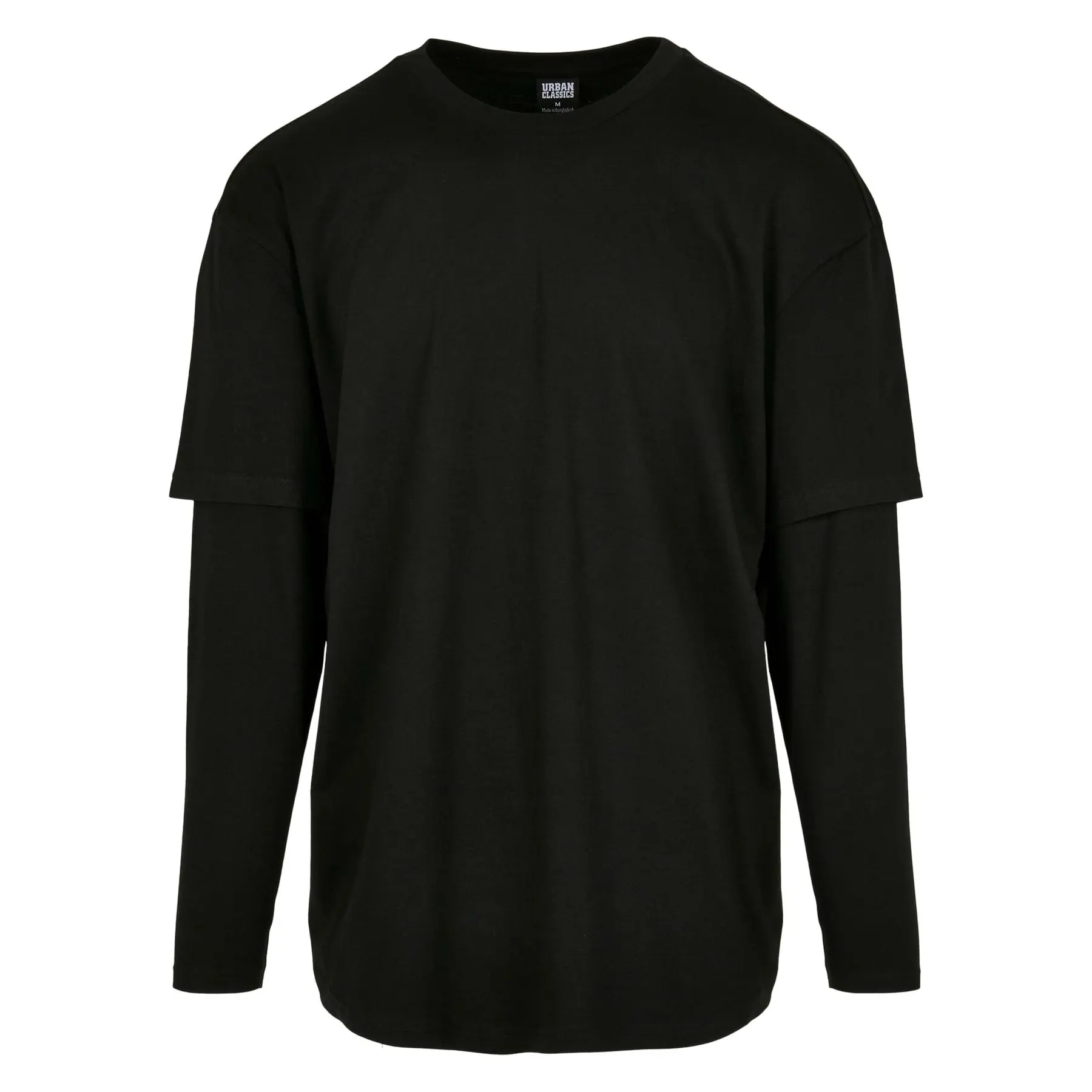 Urban Classics Men's Noir T-Shirt Shaped Double Layer Gt