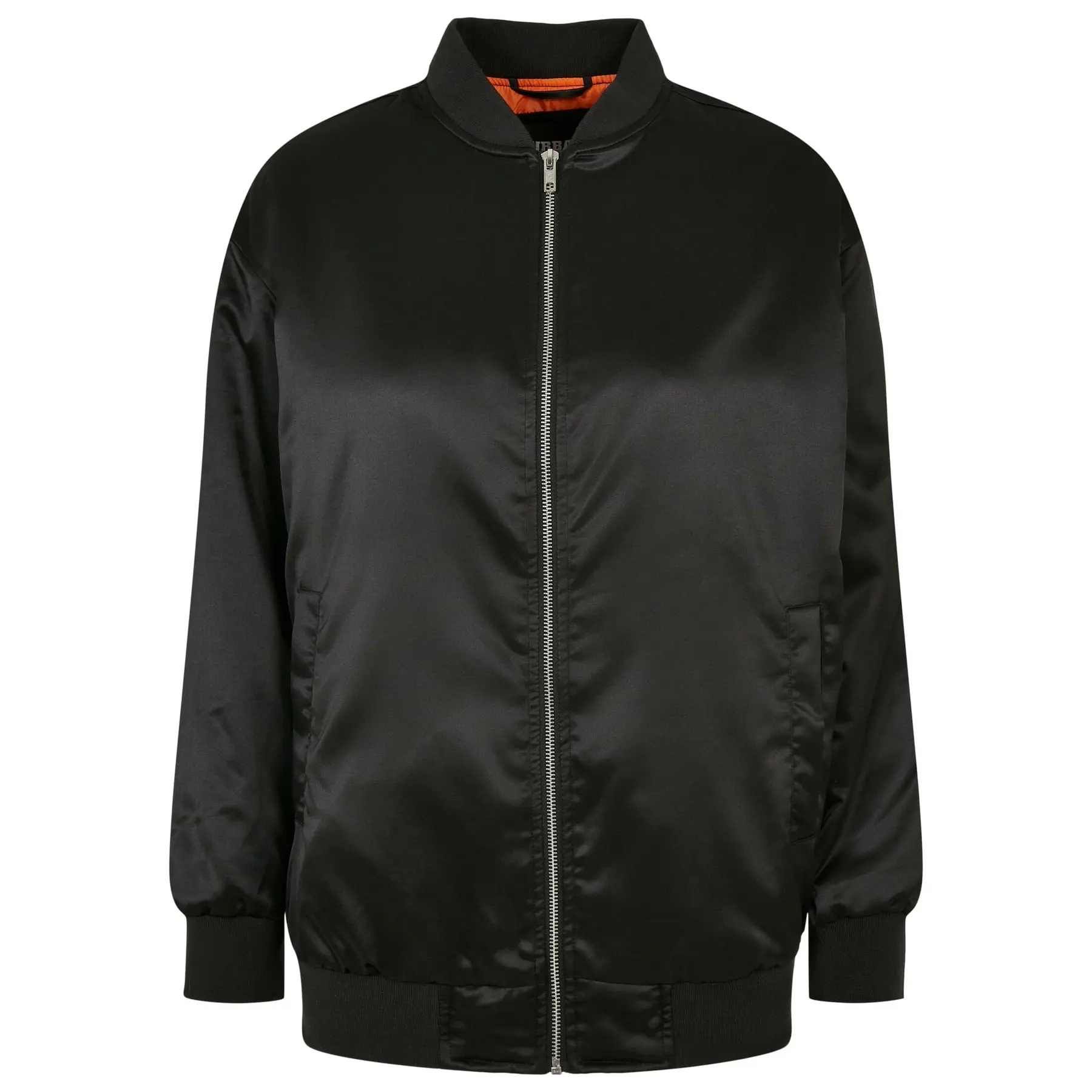 4065812066848 - Ladies Oversized Satin Bomber Jacket Bomberjacke schwarz in M