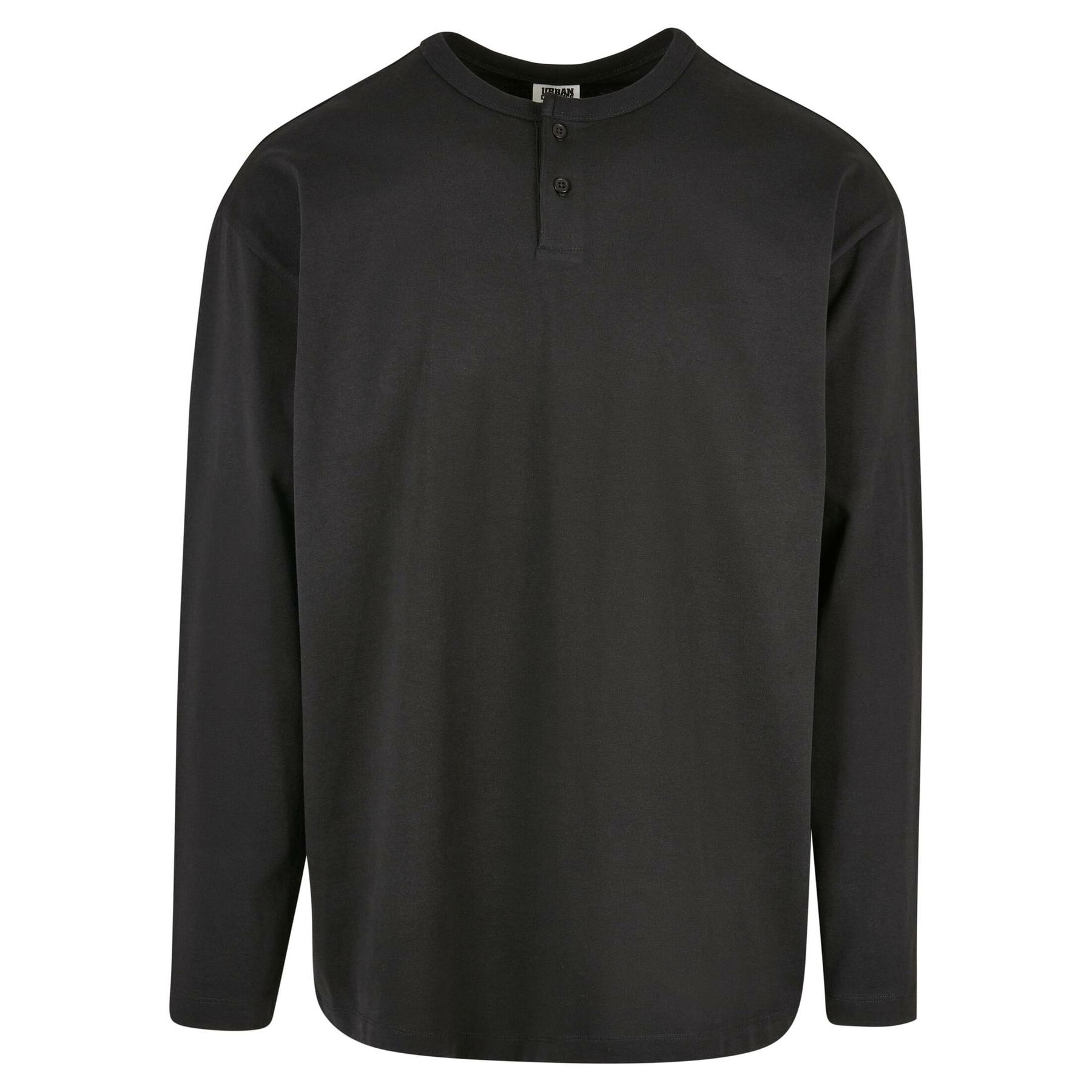 4065812179289 - Organic Oversized Henley Longsleeve Langarmshirt schwarz in L