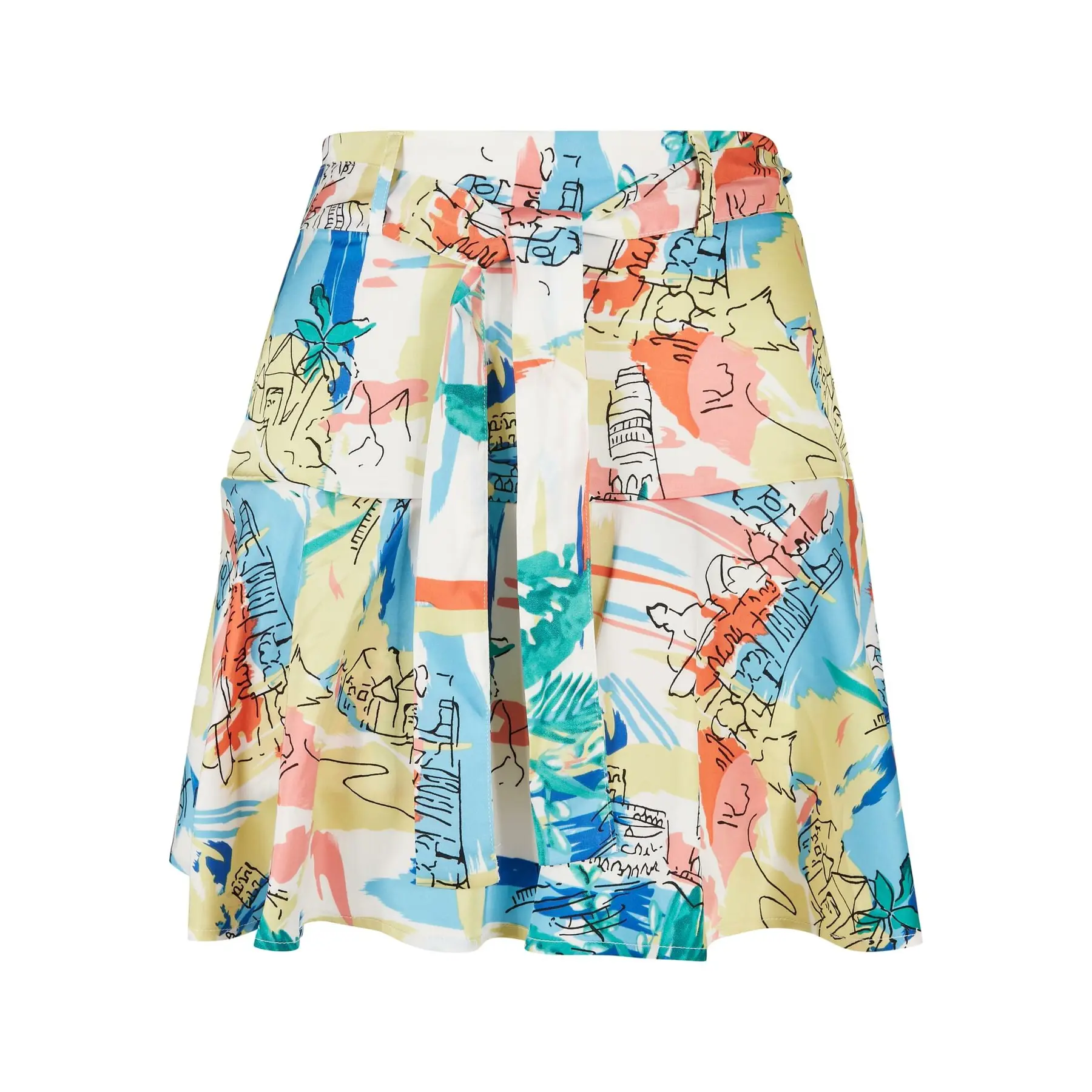 4065812188748 - Ladies AOP Satin Mini Skirt Kurzer Rock multicolor in XL