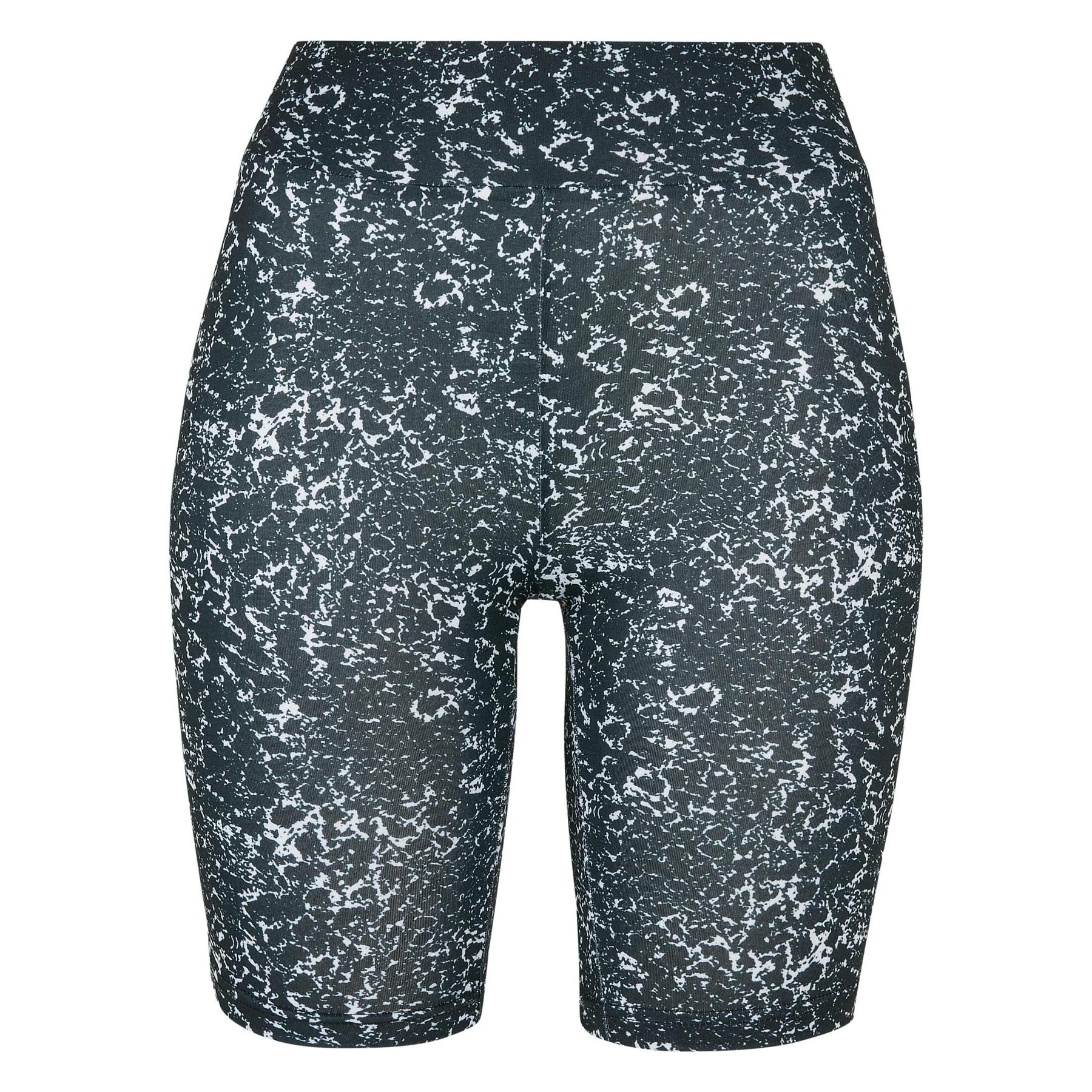 4065812184566 - Ladies Tie Dye High Waist Cycle Shorts Trainingshose schwarz weiß in S