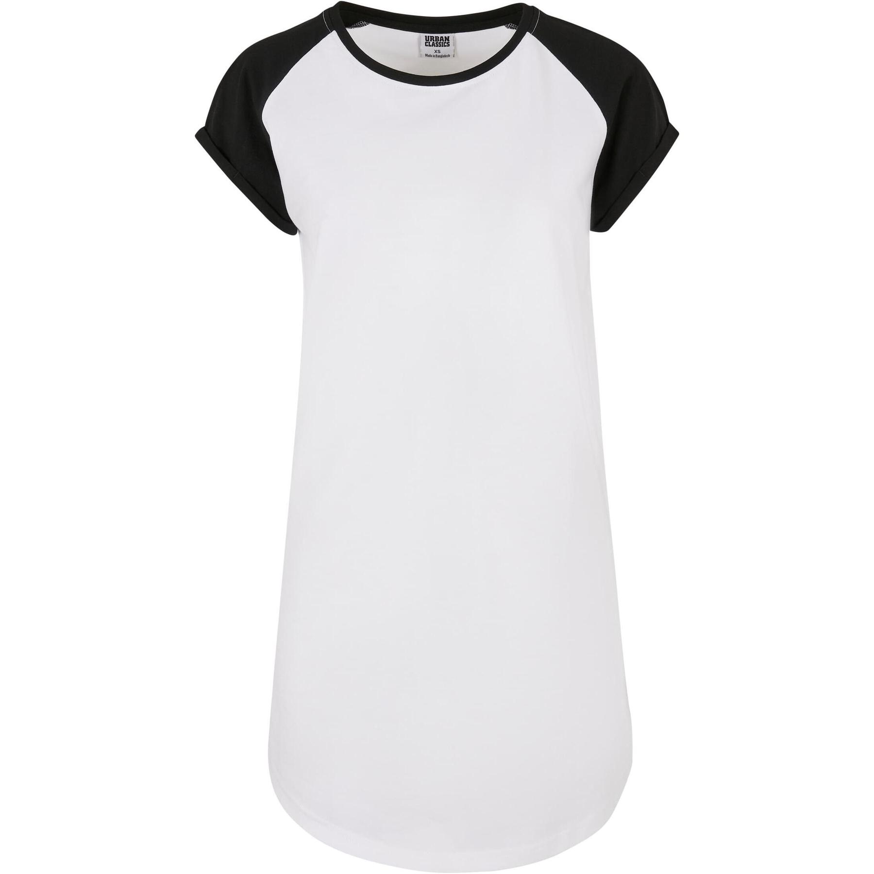 4065812187451 - Ladies Contrast Raglan Tee Dress Kurzes Kleid weiß schwarz