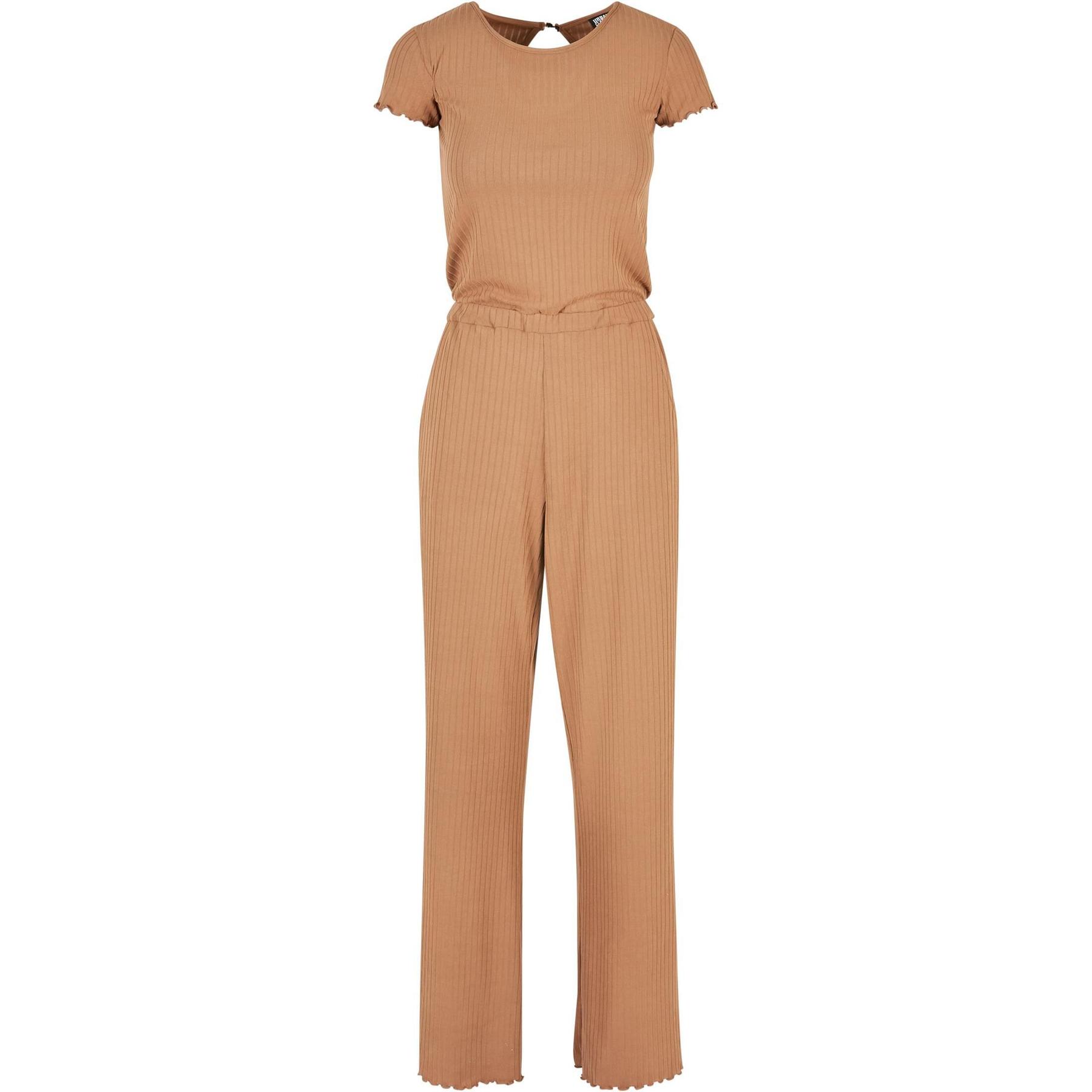 4065812186805 - - Gerippter Jumpsuit in Camel mit weitem Bein-Neutral