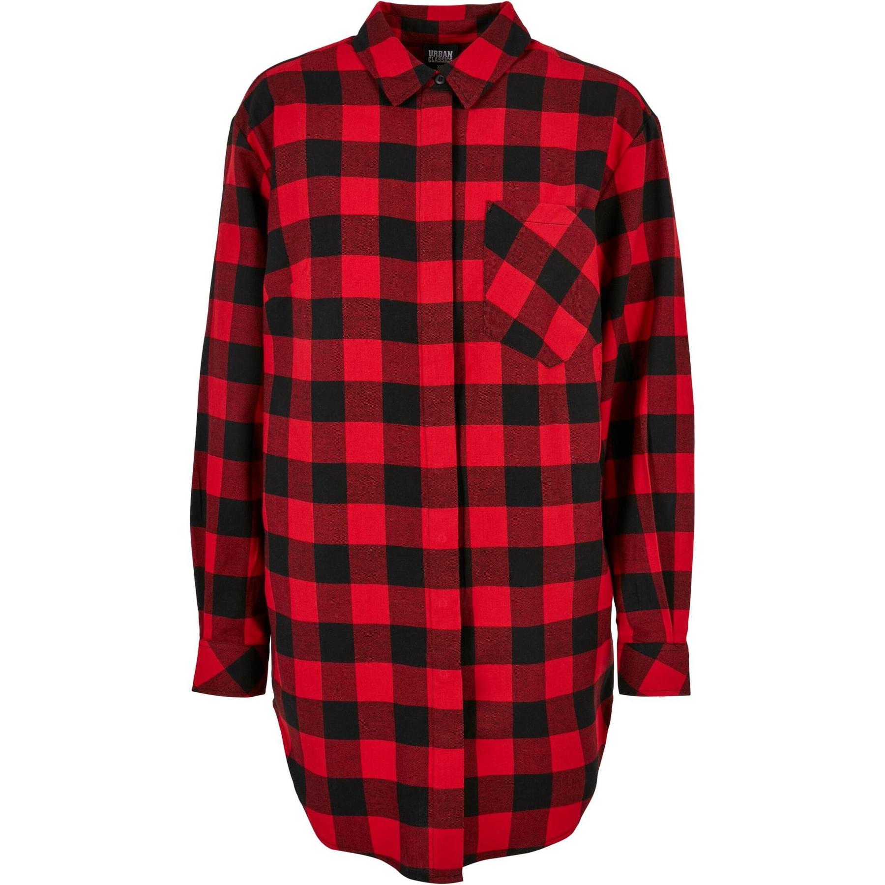 4065812226600 - Oversize-Hemdkleid aus Flanell mit Karomuster Damen Urban Classics
