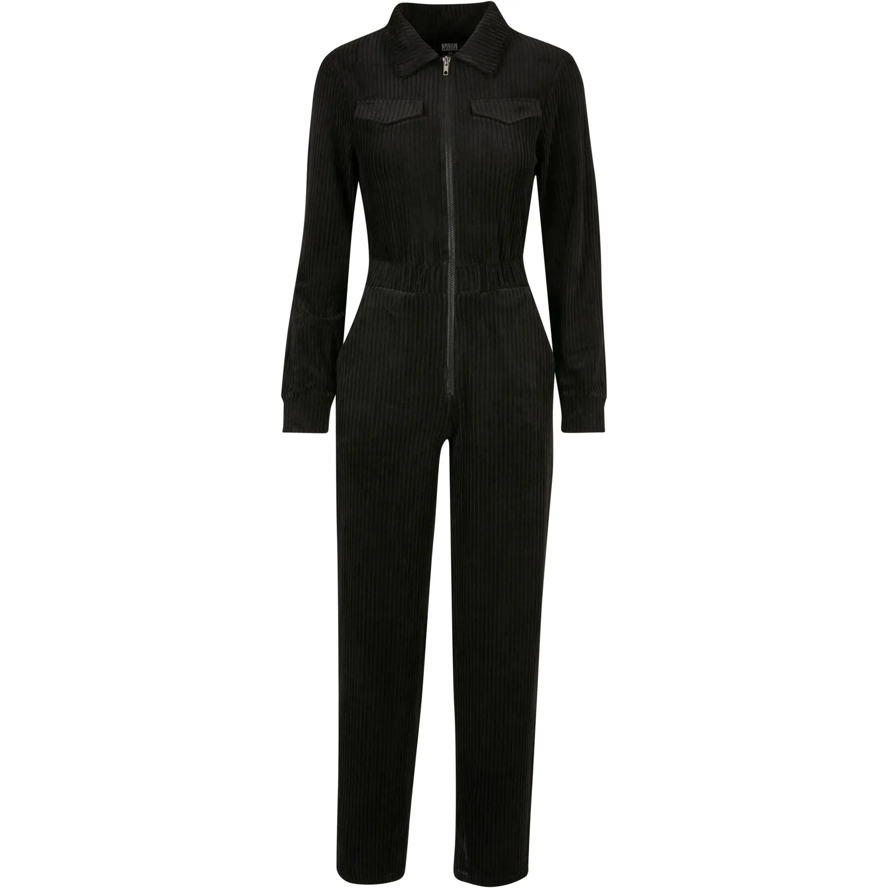 4065812231574 - Ladies Velvet Rib Boiler Suit Jumpsuit schwarz in S