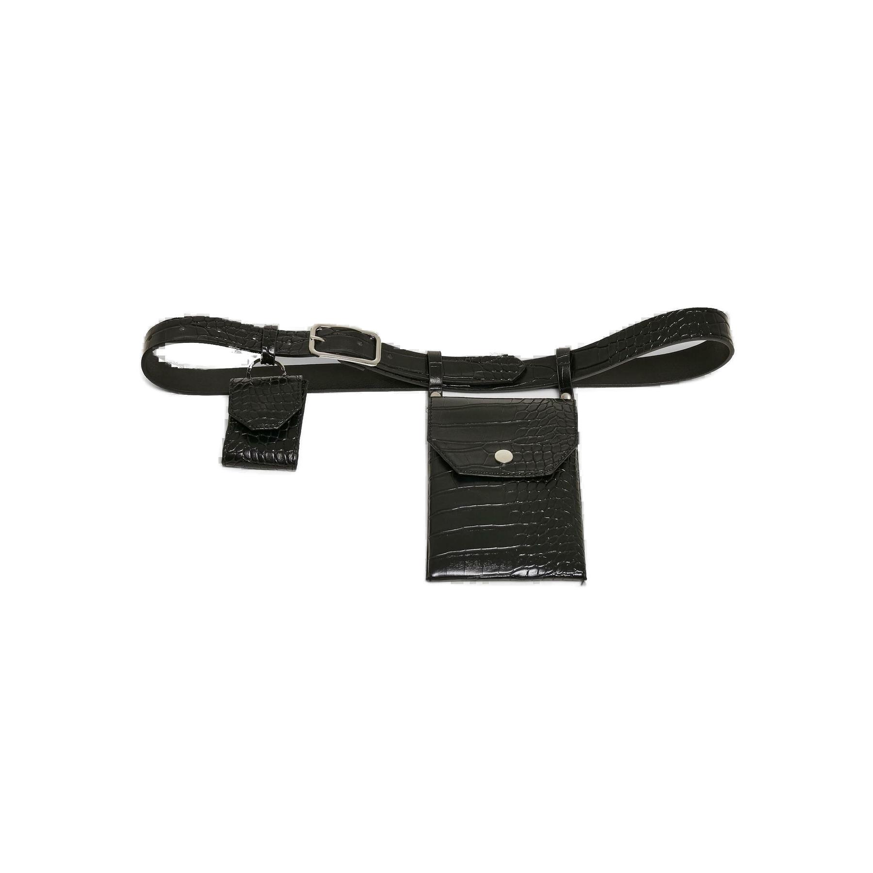 4065812130457 - Croco Synthetic Leather Belt With Pouch Gürtel schwarz silberfarben