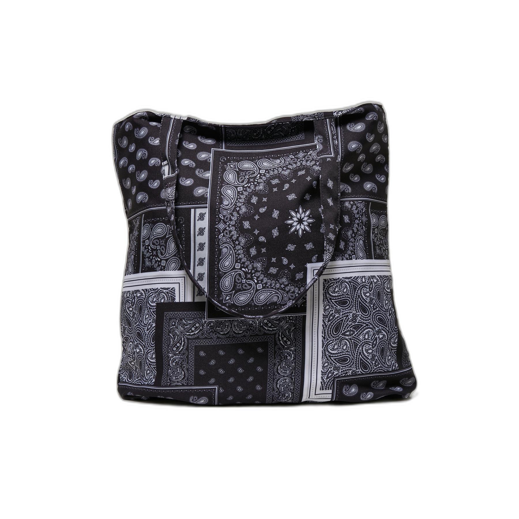 4065812175021 - Bandana Patchwork Print Tote Bag Tragetasche schwarz weiß