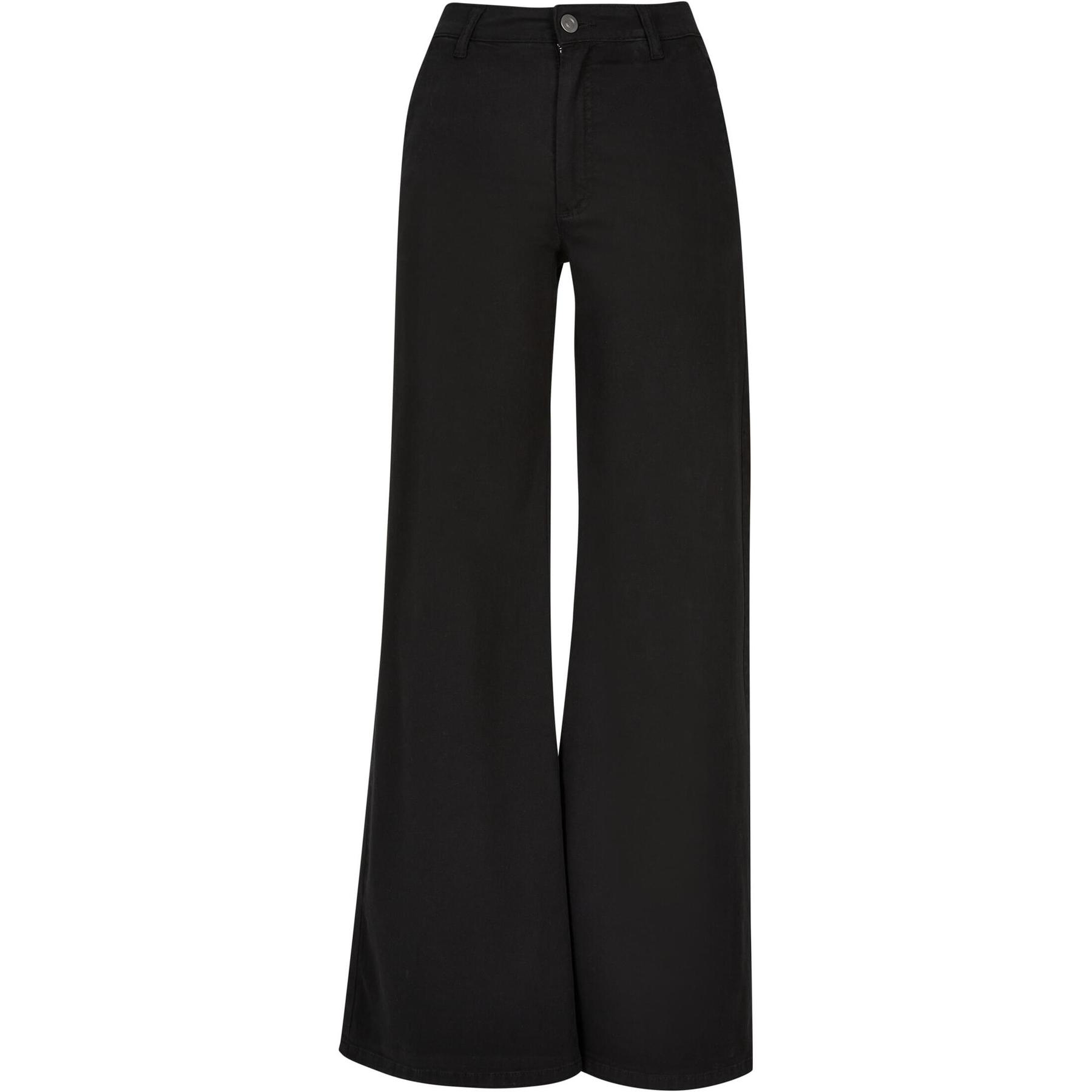 4065812352453 - Ladies High Waist Wide Leg Chino Pants Chino schwarz in W30L34