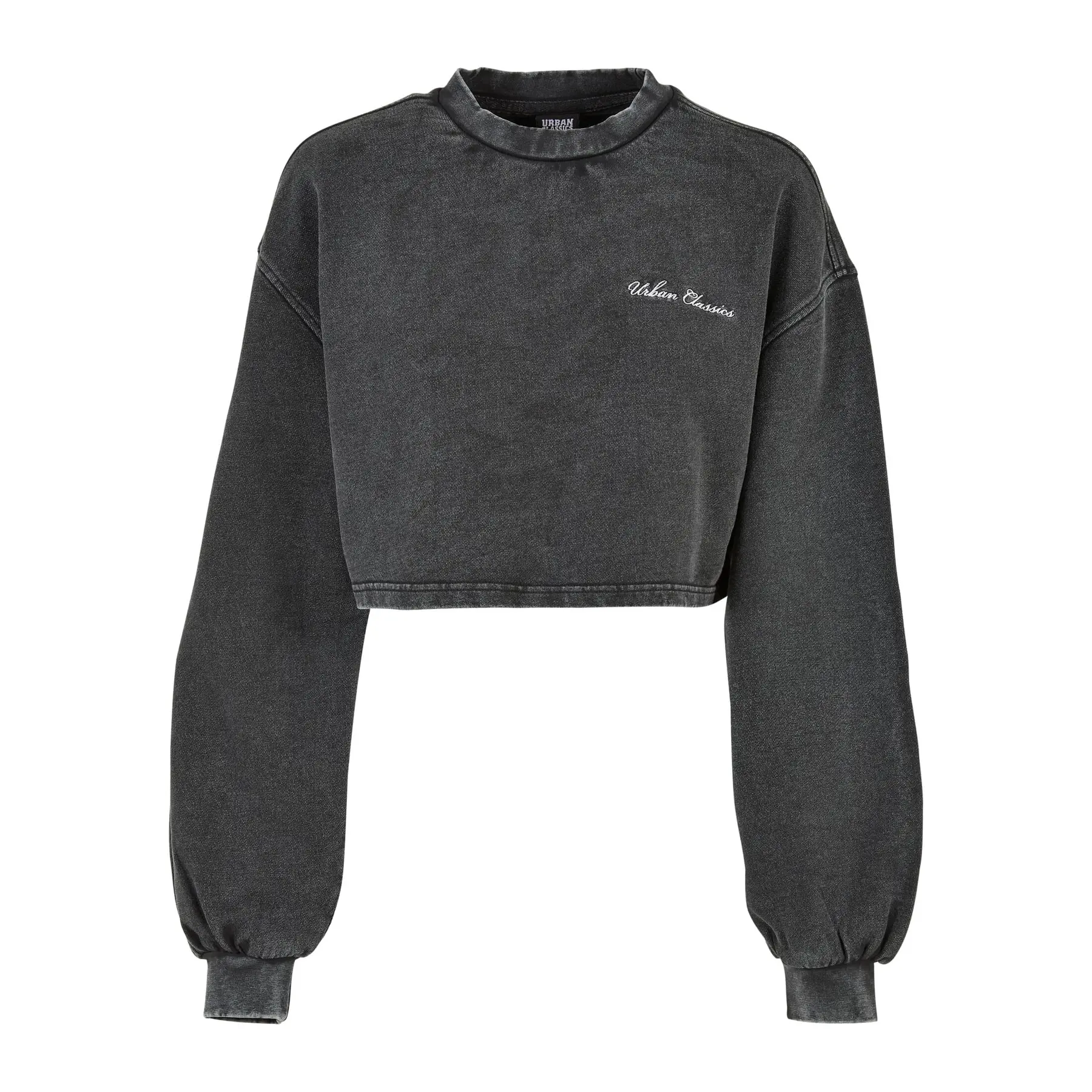 4065812358868 - Sweatshirt Kragen rong court Frottee mit kleinen Stickereien Damen Urban Classics