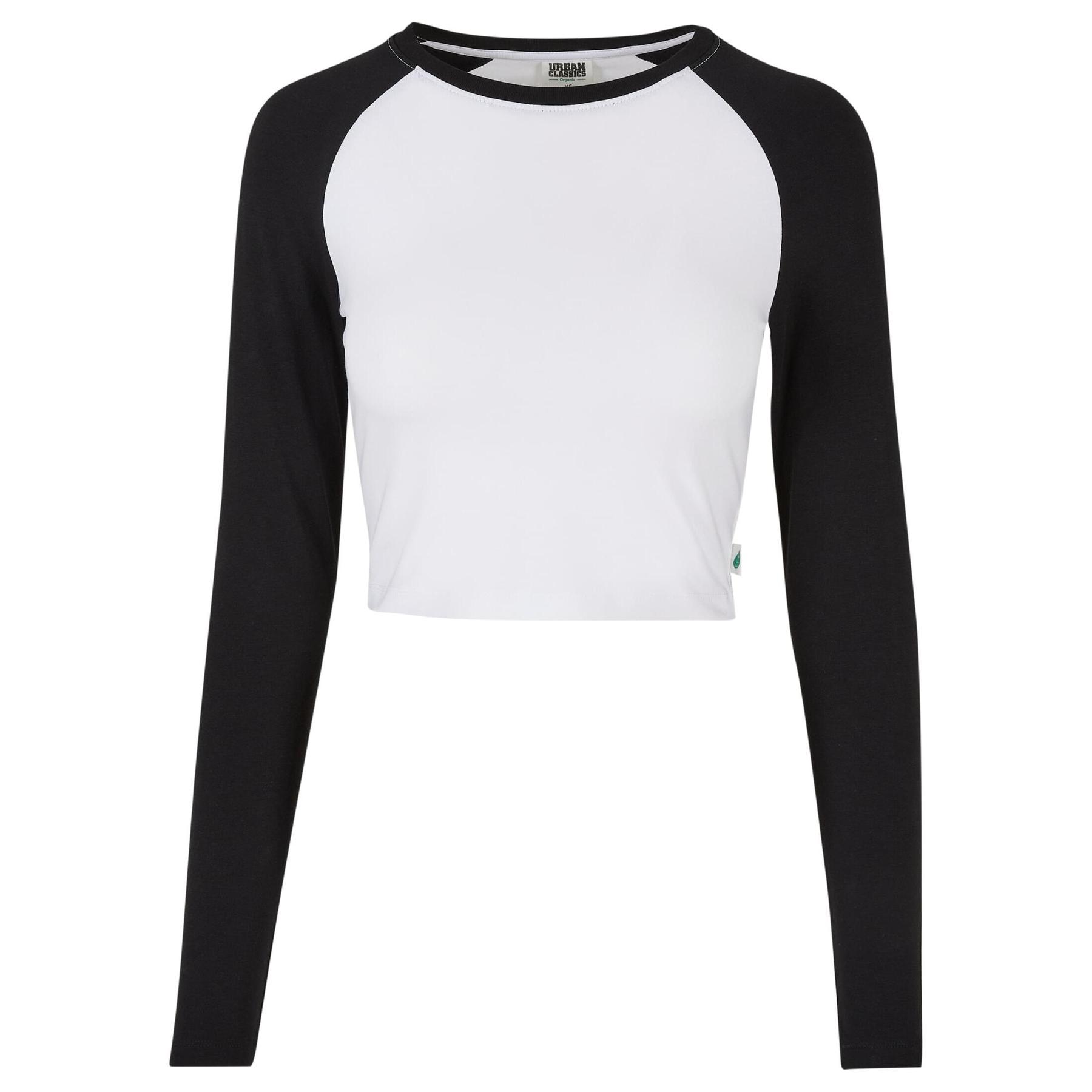 4065812351968 - Ladies Organic Cropped Retro Baseball Longsleeve Langarmshirt weiß schwarz 4065812351968 - Ladies Organic Cropped Retro Baseball Longsleeve Langarmshirt weiß schwarz