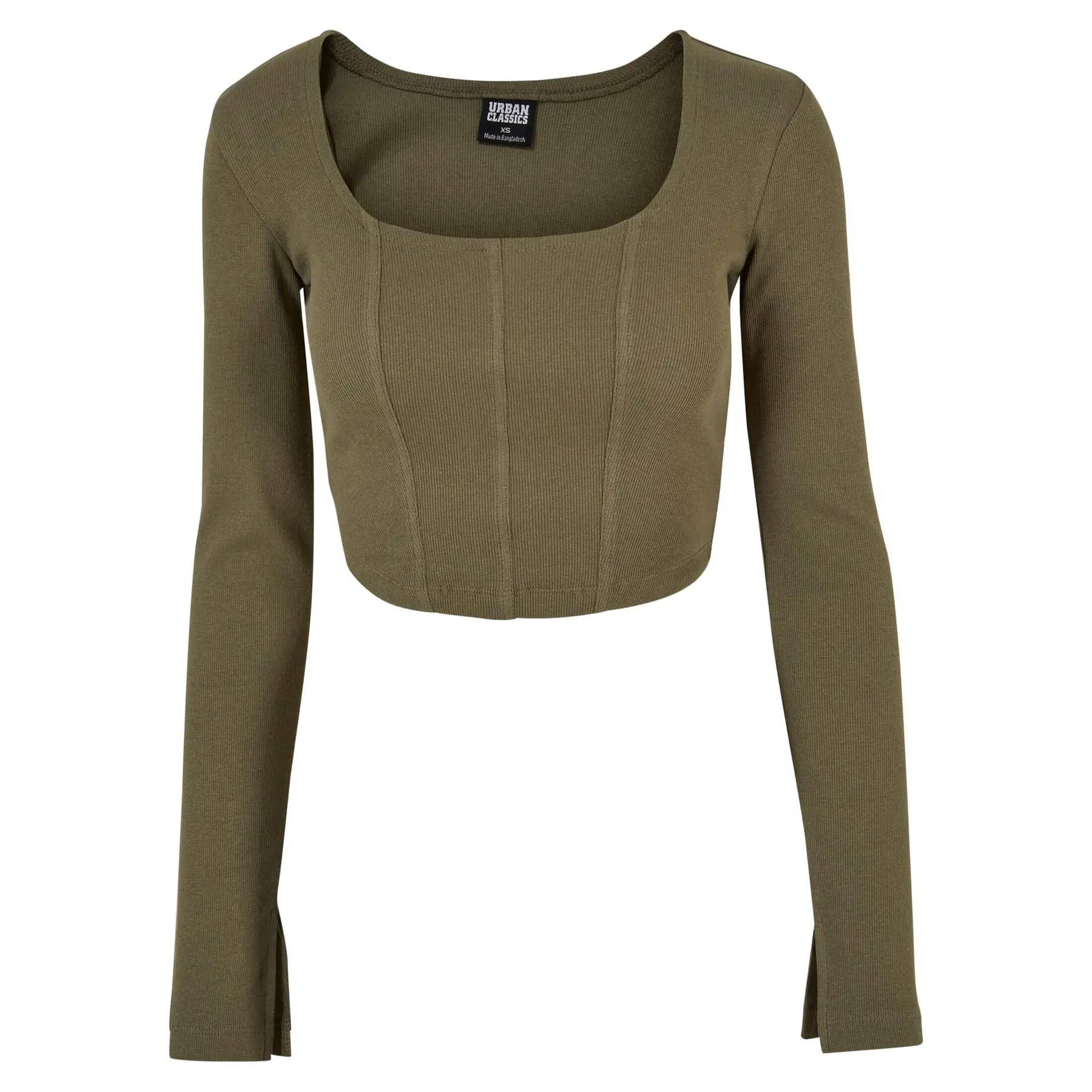 4065812353047 - Crop-T-Shirt Langarm Corsage Frau Urban Classics