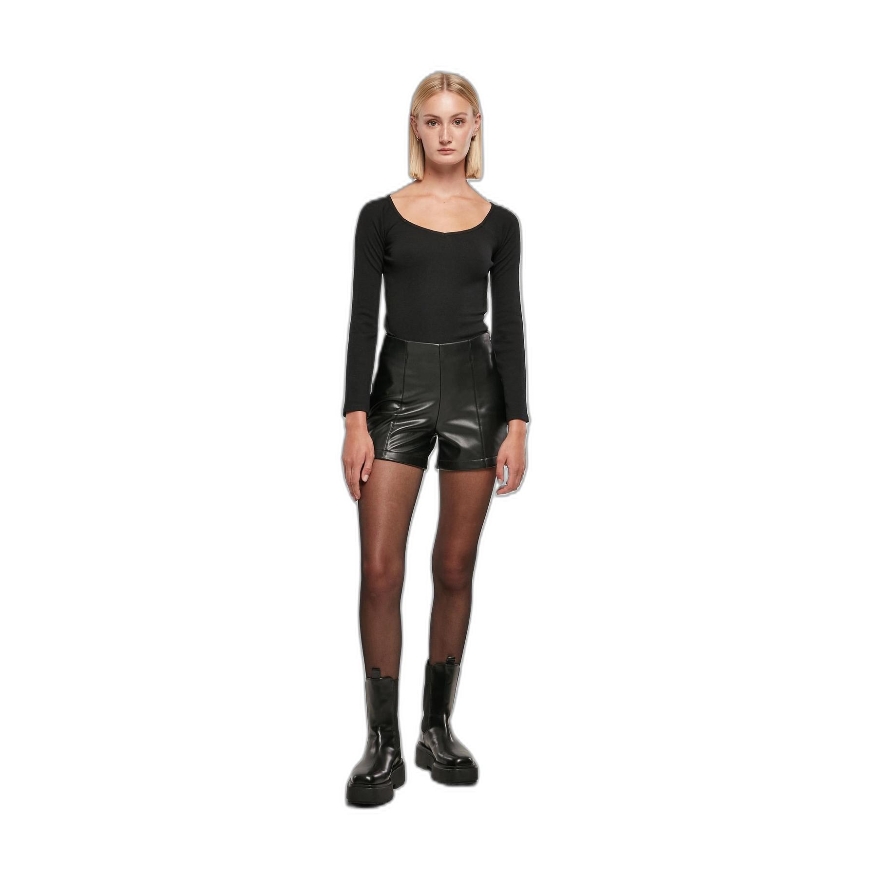 4065812351401 - Ladies Synthetic Leather Shorts Short schwarz